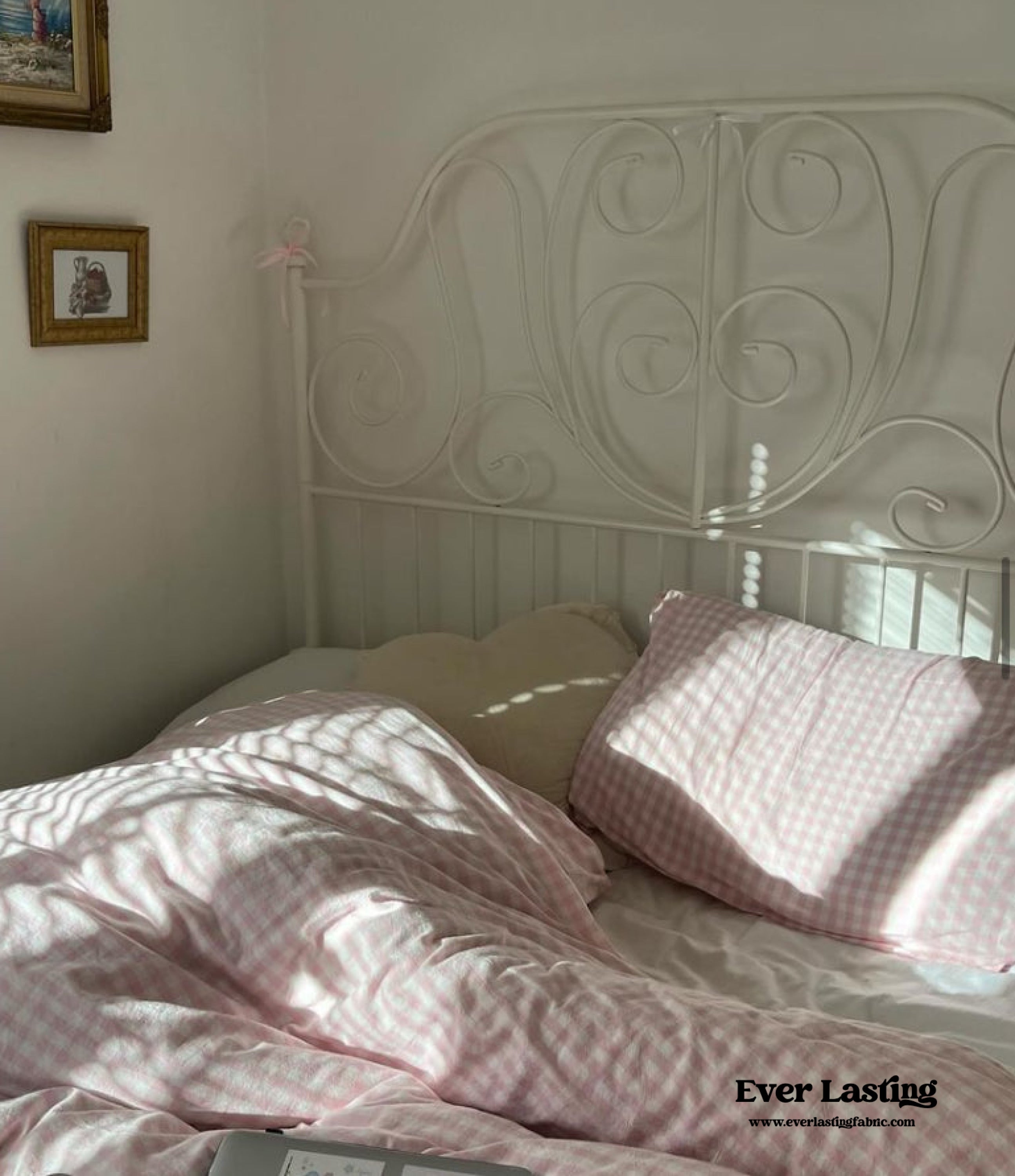Mixed Gingham Bedding Set - Pink + Yellow
