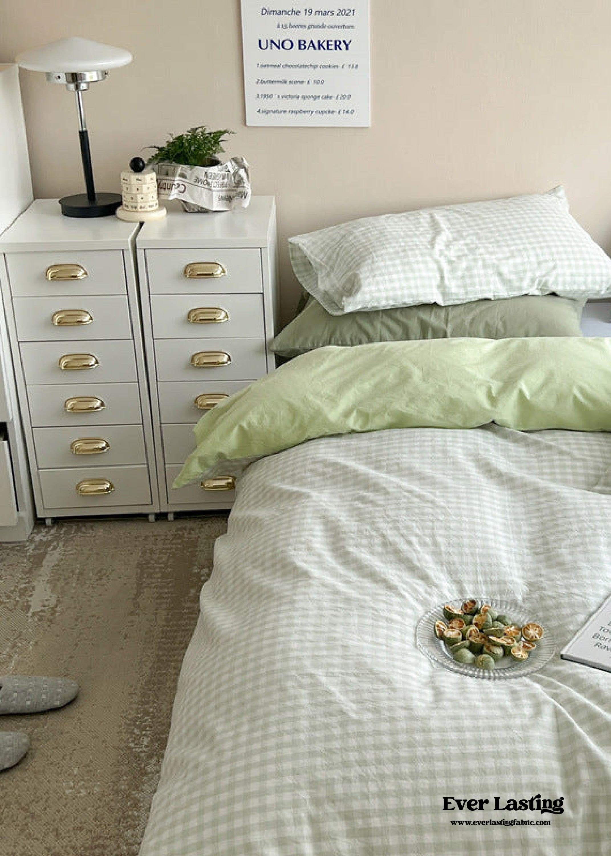 Mixed Gingham Bedding Set - Pink + Yellow