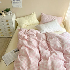 Mixed Gingham Bedding Set - Pink + Yellow