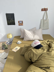 Mixed Stripe Washed Cotton Bedding Set - Olive Green