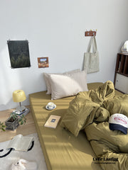 Mixed Stripe Washed Cotton Bedding Set - Olive Green