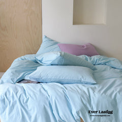 Modern Washed Cotton Bedding Set - Blue