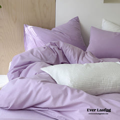 Modern Washed Cotton Bedding Set - Purple
