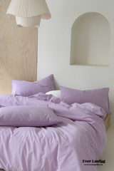 Modern Washed Cotton Bedding Set - Purple