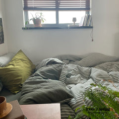 Moss Green Striped Jacquard Bedding Set