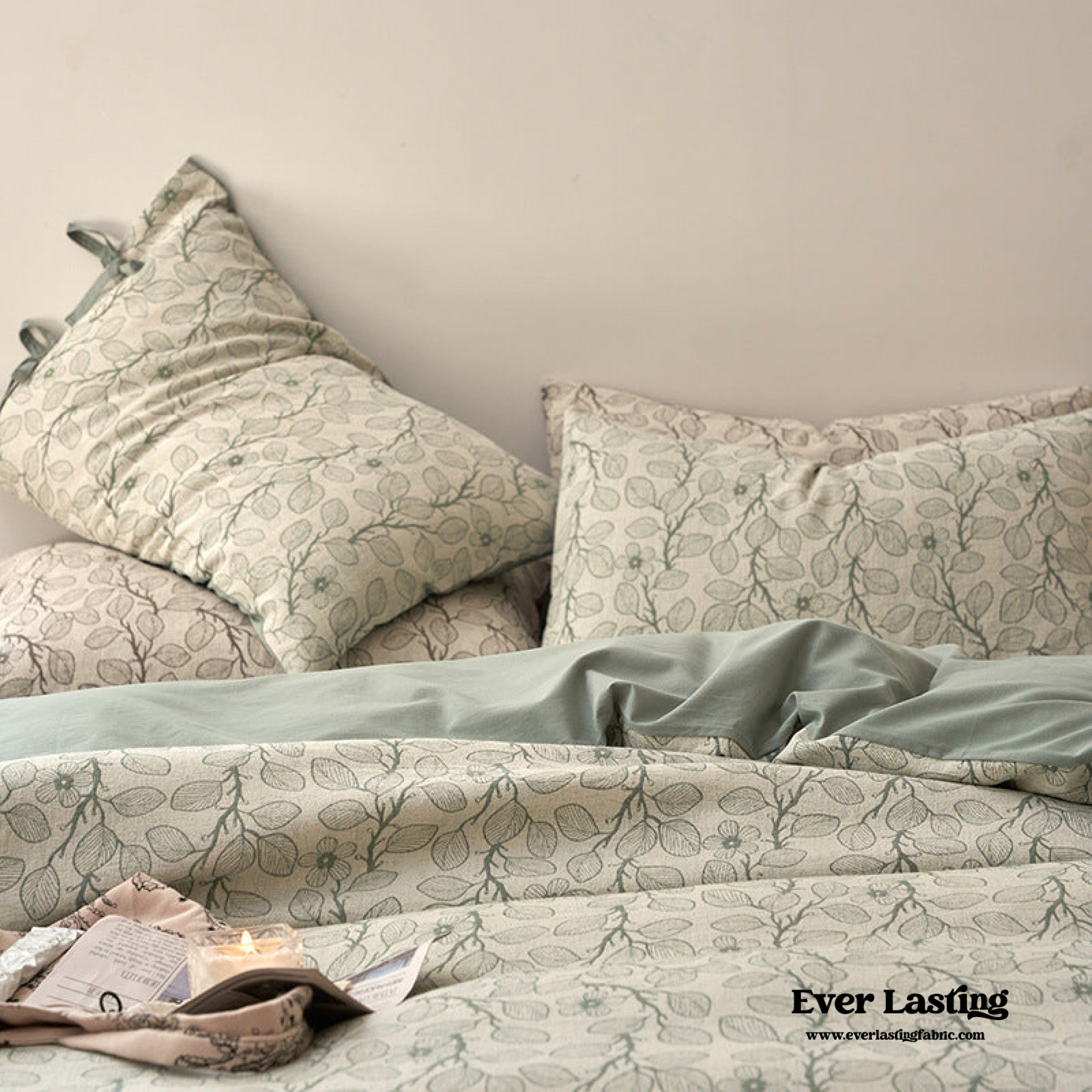 Mother Earth Floral Bedding Set - Pink Buttoned