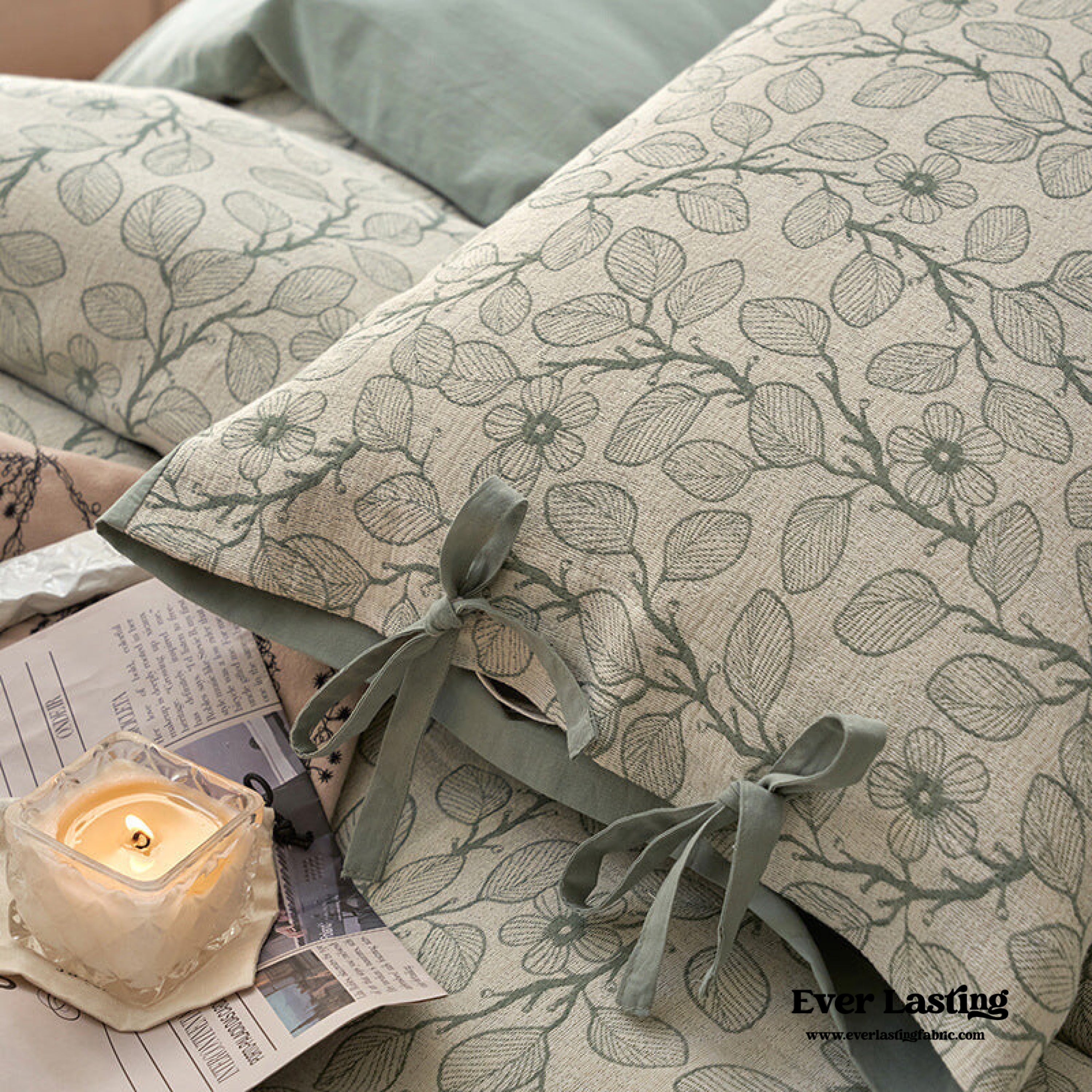 Mother Earth Floral Bedding Set - Pink Buttoned