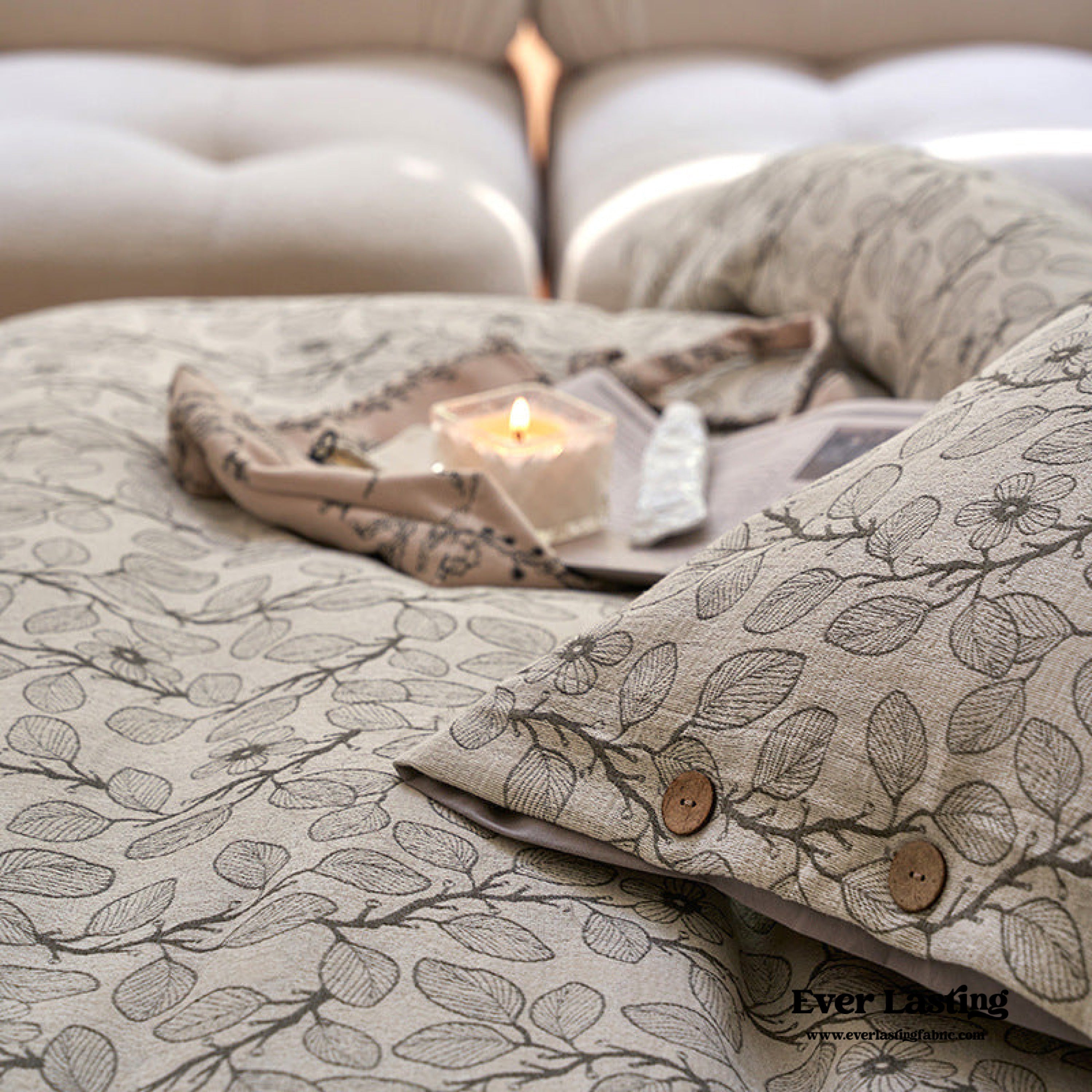 Mother Earth Floral Bedding Set - Pink Buttoned
