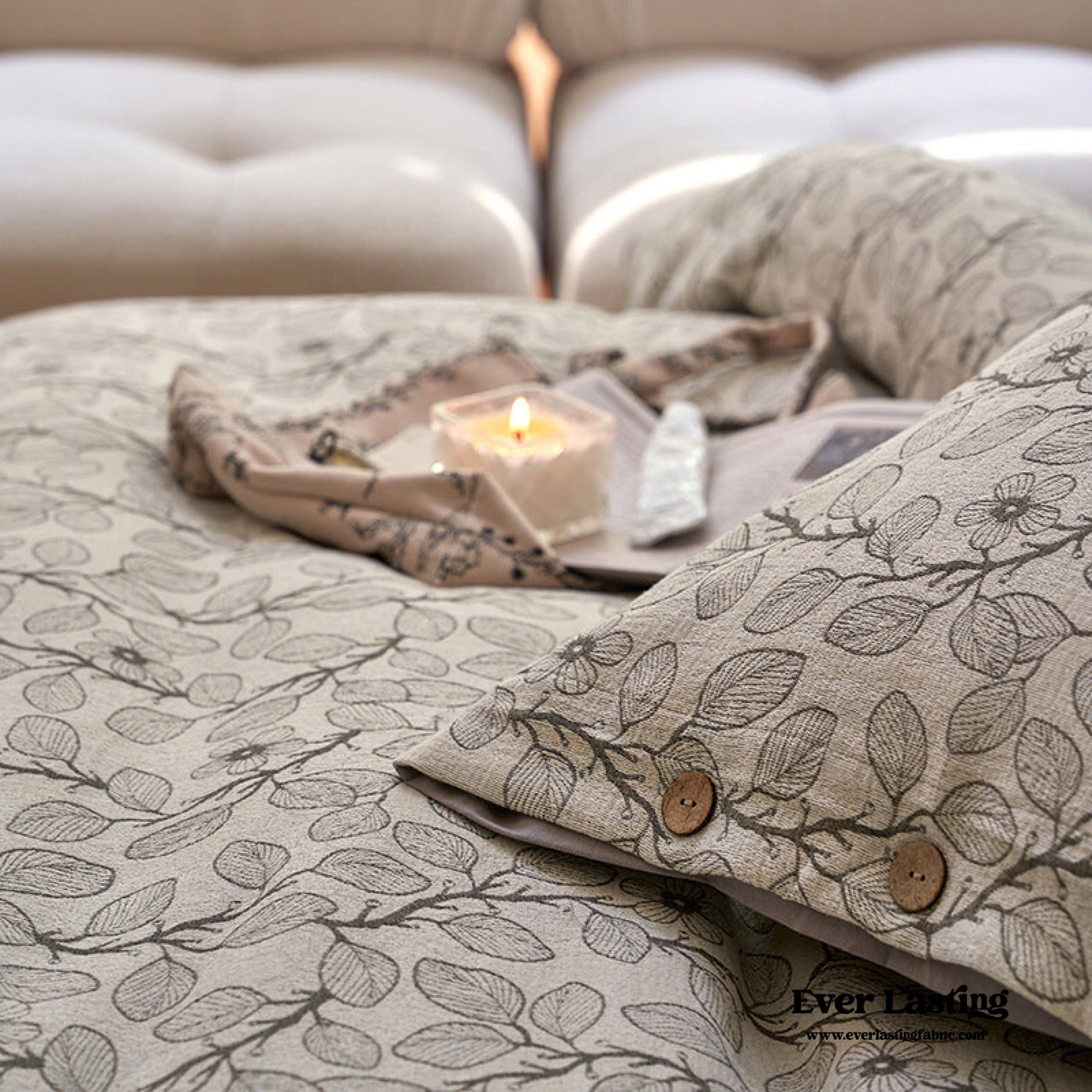 Mother Earth Floral Bedding Set - Pink Buttoned