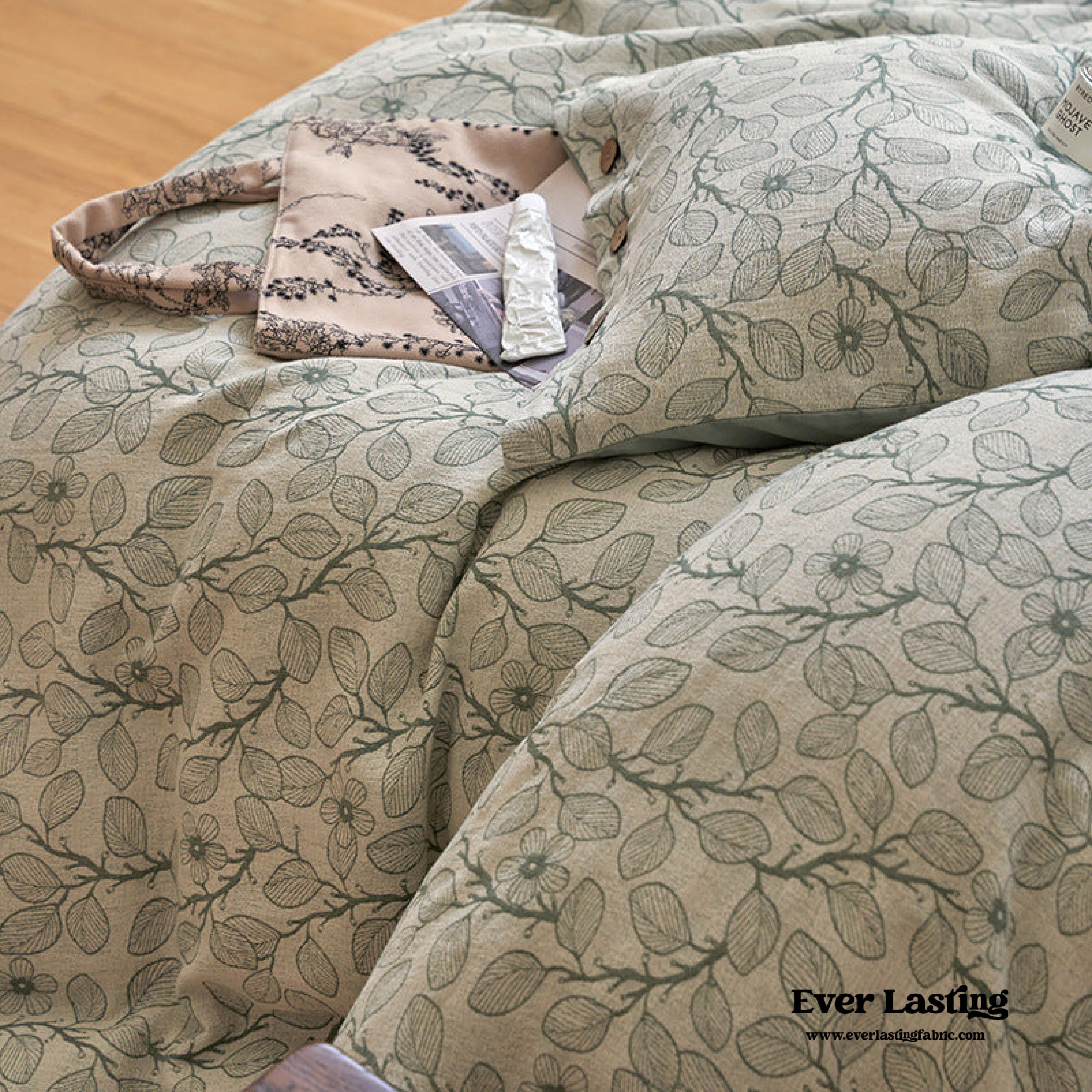 Mother Earth Floral Bedding Set - Purple Buttoned