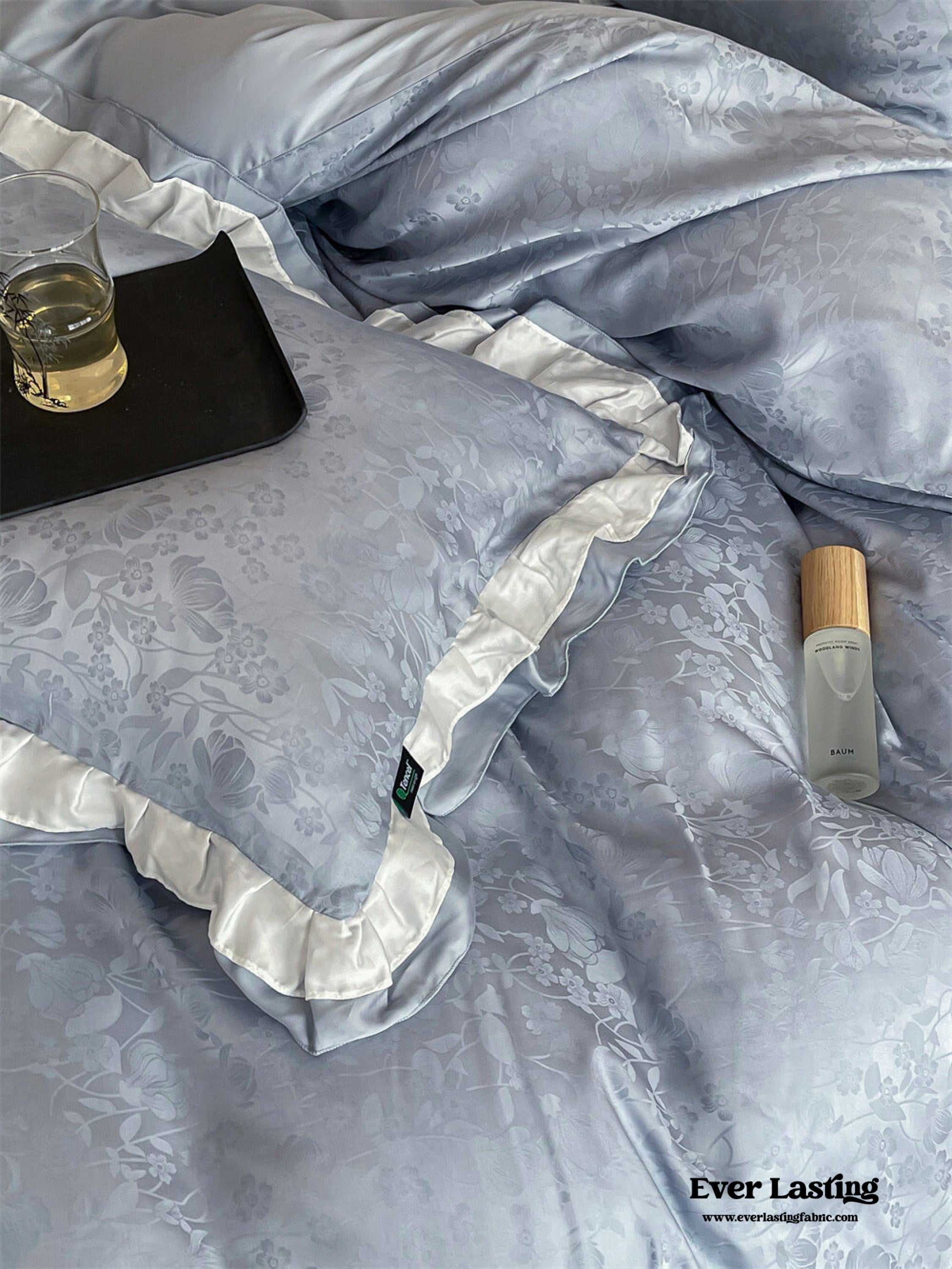 Pastel Tencel Ruffle Bedding Set - Blue