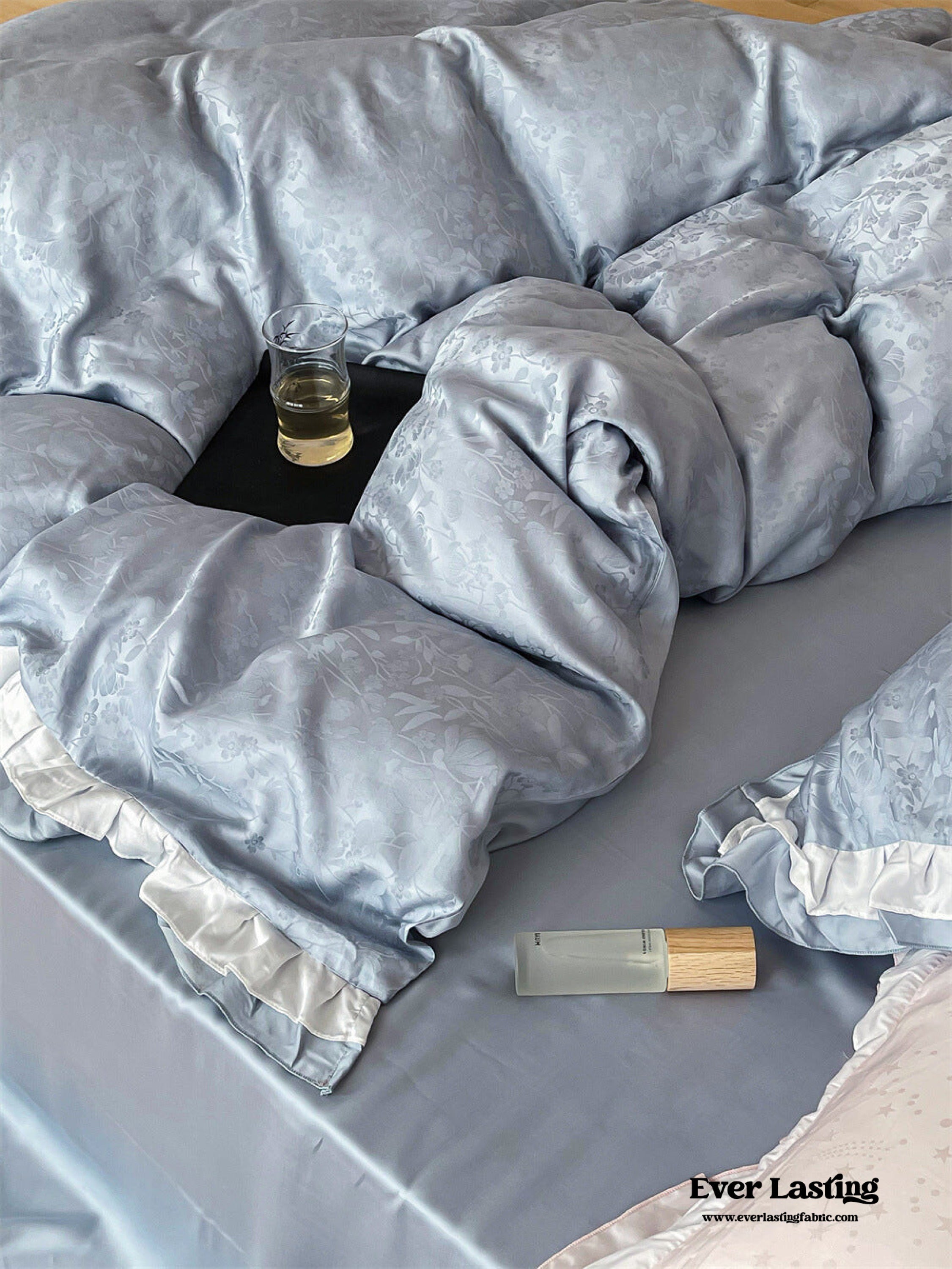 Pastel Tencel Ruffle Bedding Set - Blue