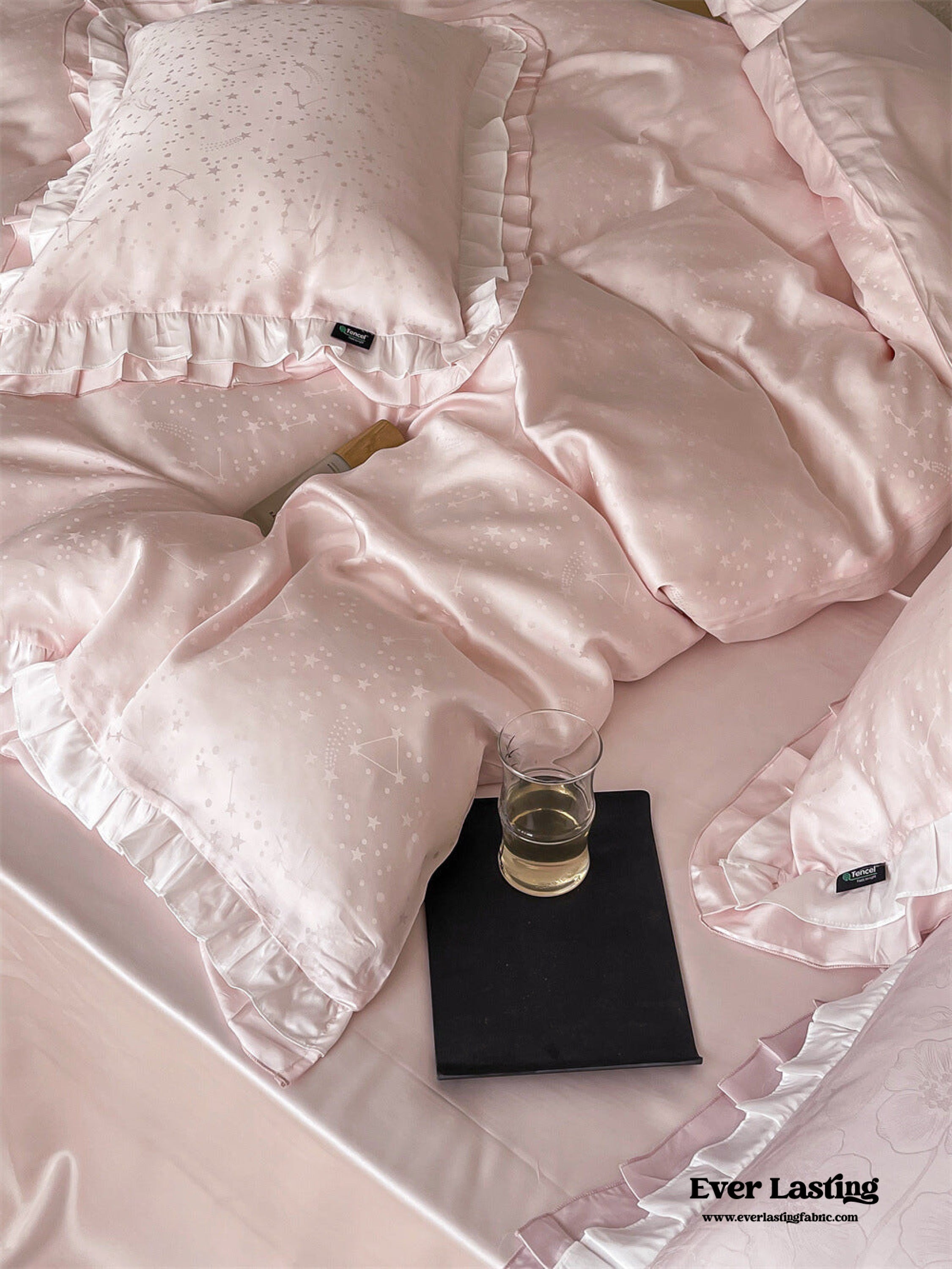 Pastel Tencel Ruffle Bedding Set - Blue