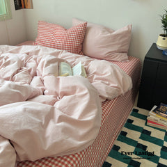 Peekaboo Gingham Stripe Bedding Set - Pink