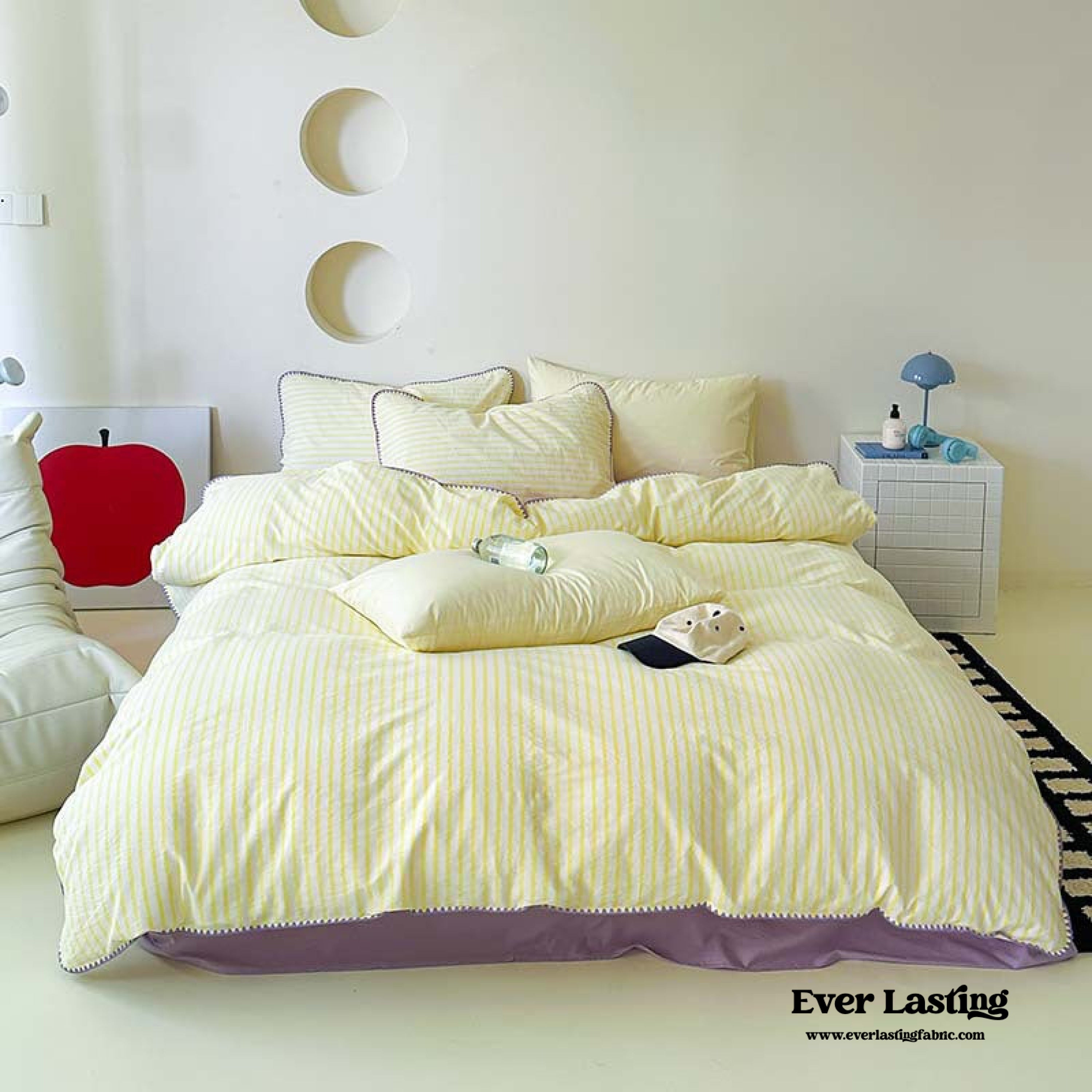 Pepper Candy Stripe Bedding Set - Blue + Yellow