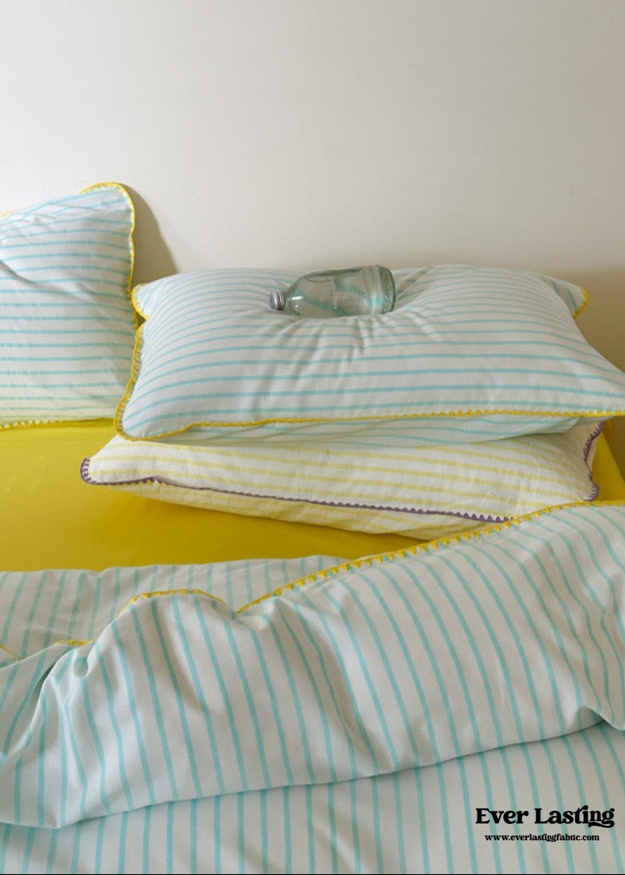 Pepper Candy Stripe Bedding Set - Blue + Yellow