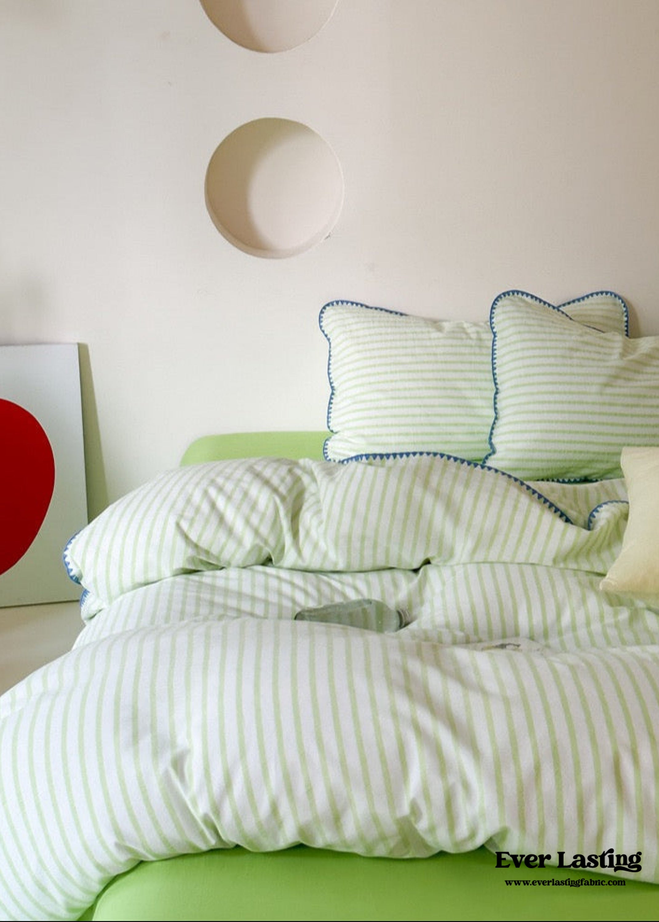 Pepper Candy Stripe Bedding Set - Blue + Yellow