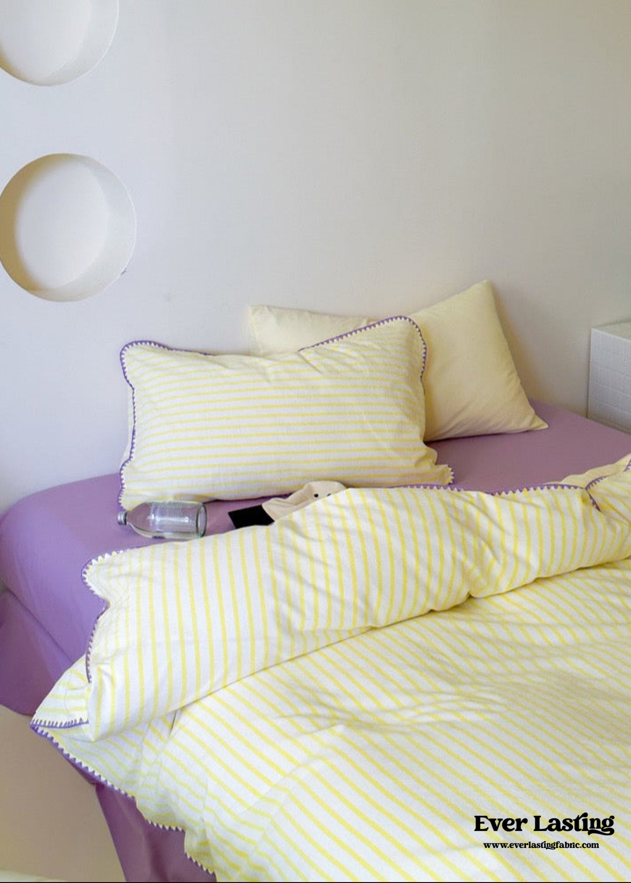 Pepper Candy Stripe Bedding Set - Blue + Yellow