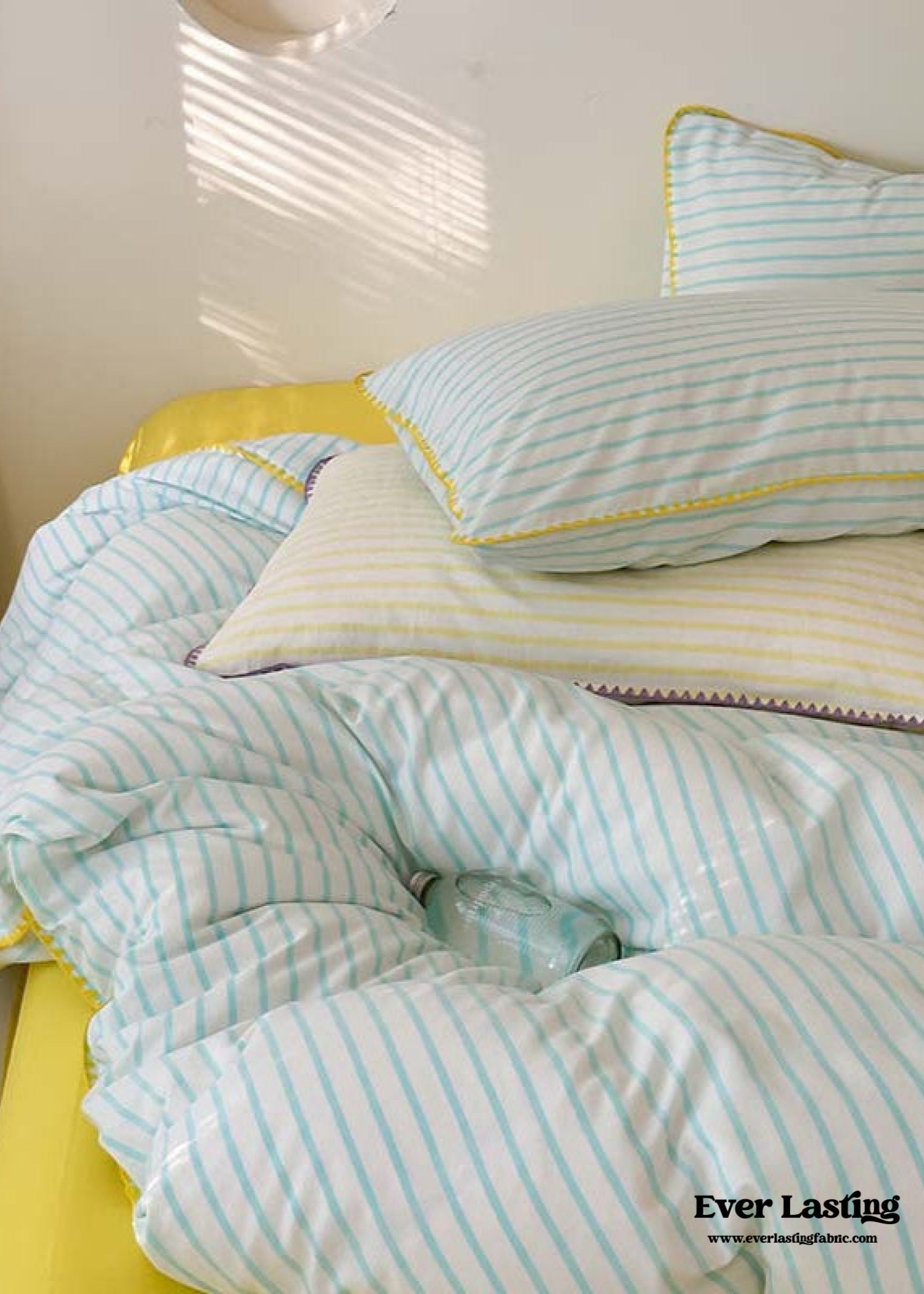 Pepper Candy Stripe Bedding Set - Blue + Yellow