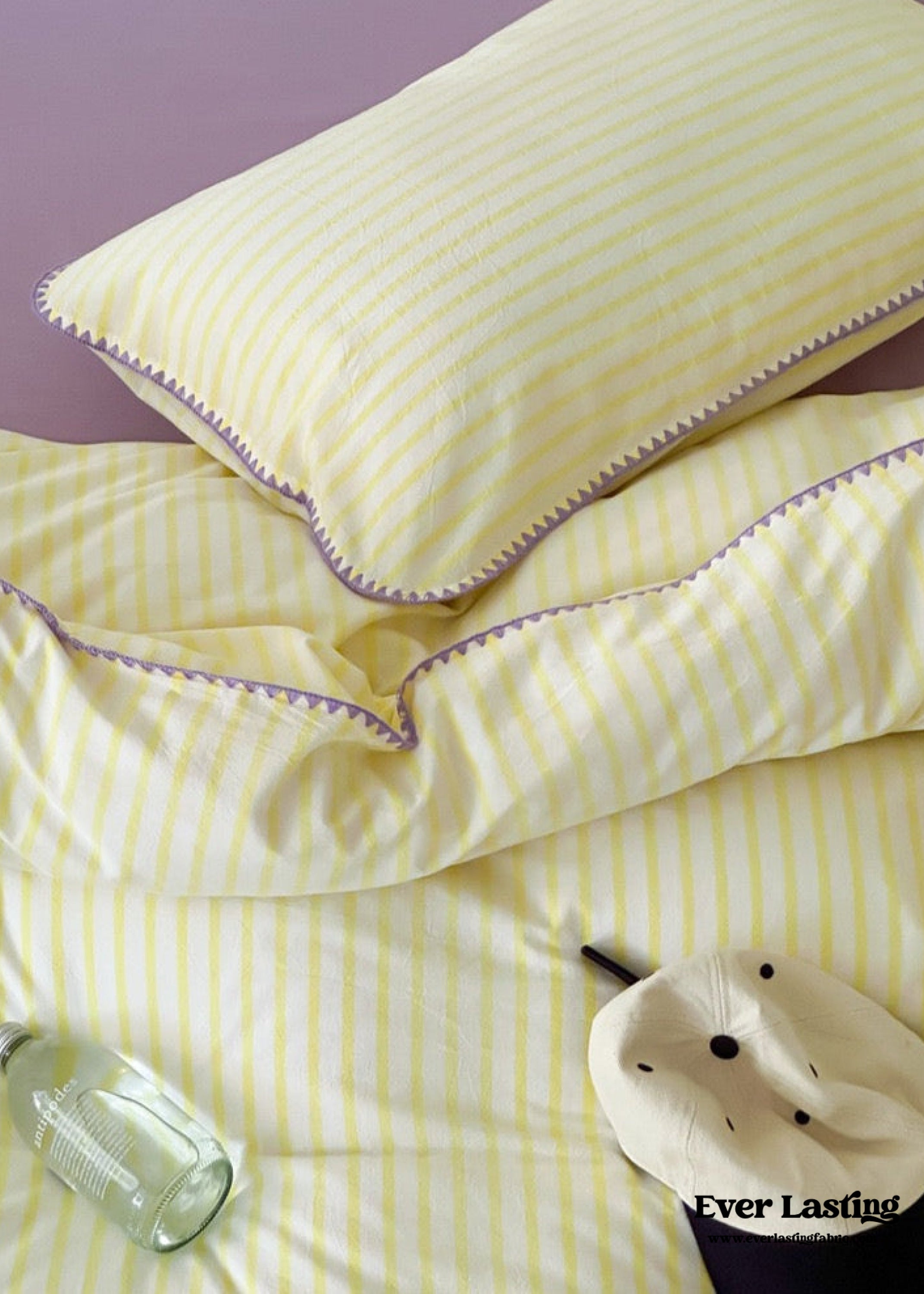 Pepper Candy Stripe Bedding Set - Blue + Yellow
