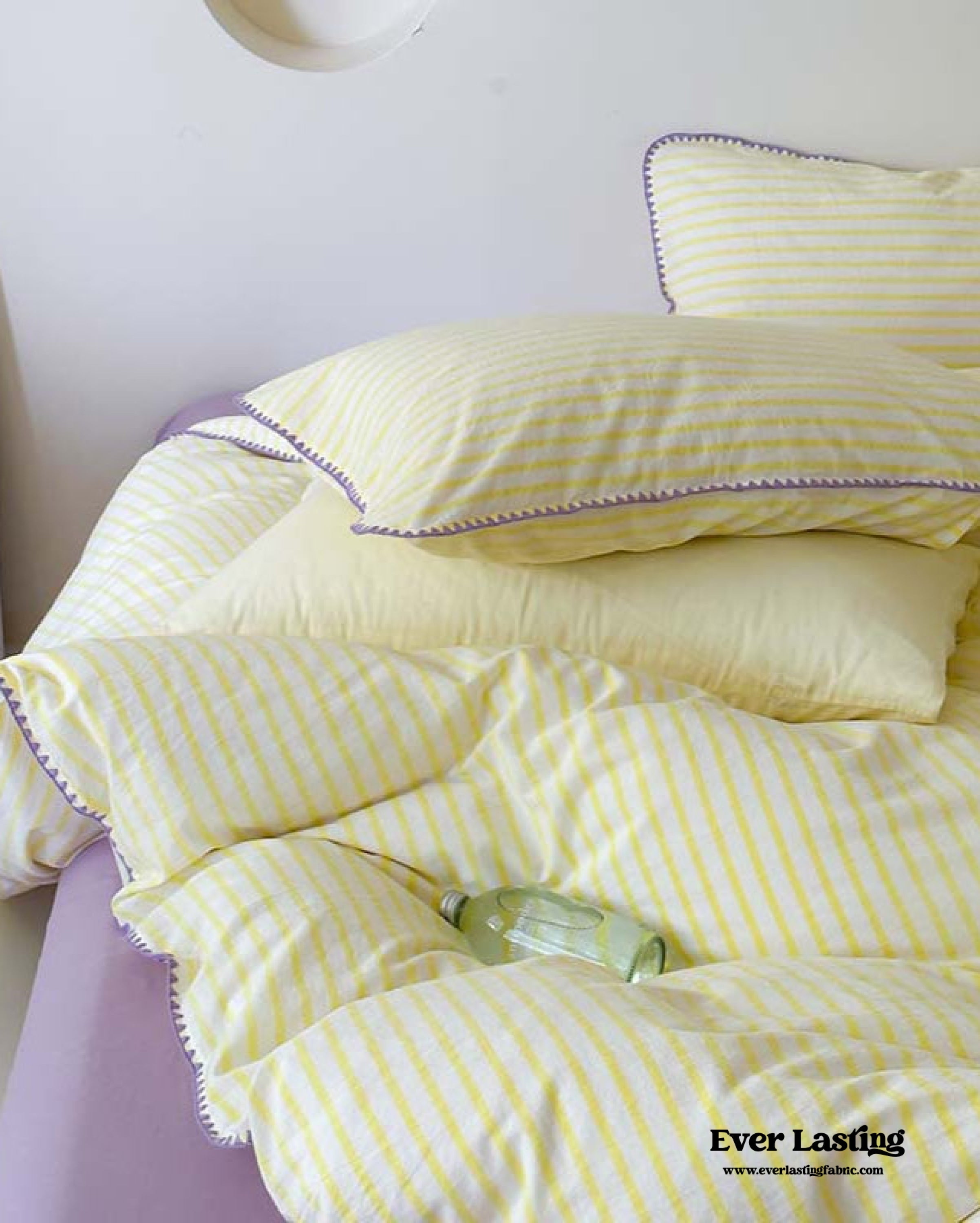 Pepper Candy Stripe Bedding Set - Blue + Yellow