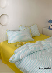 Pepper Candy Stripe Bedding Set - Blue + Yellow