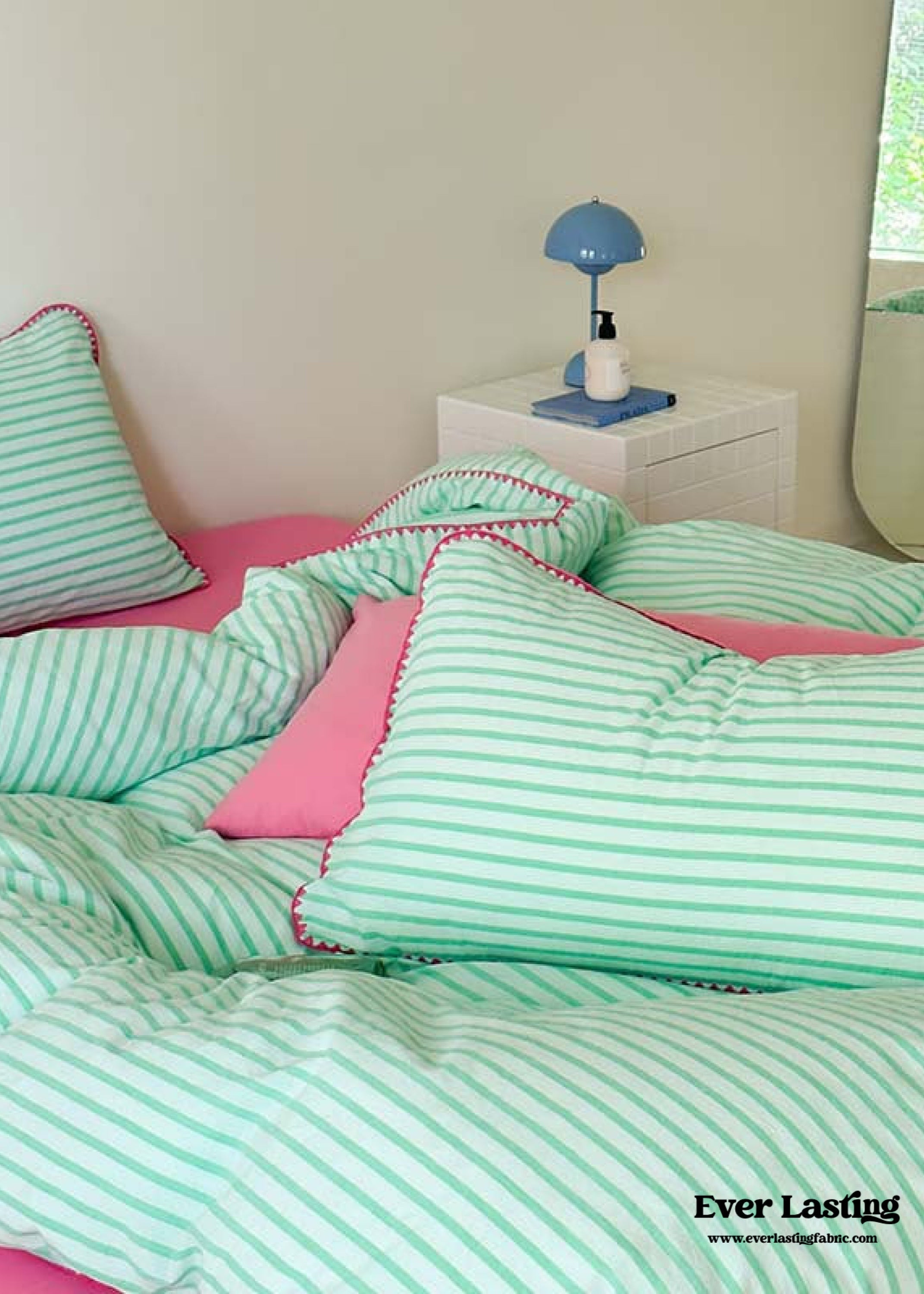 Pepper Candy Stripe Bedding Set - Blue + Yellow