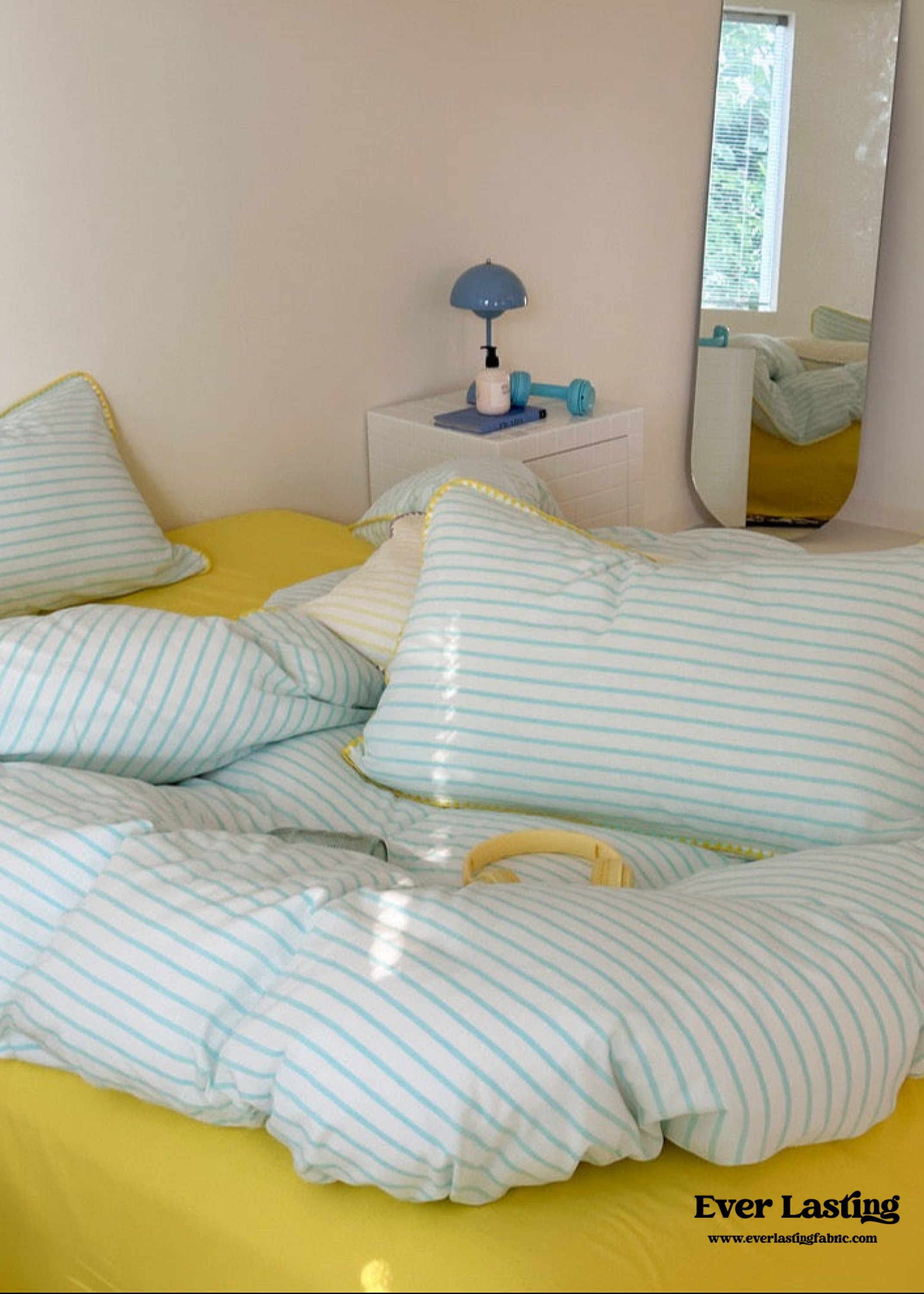 Pepper Candy Stripe Bedding Set - Blue + Yellow