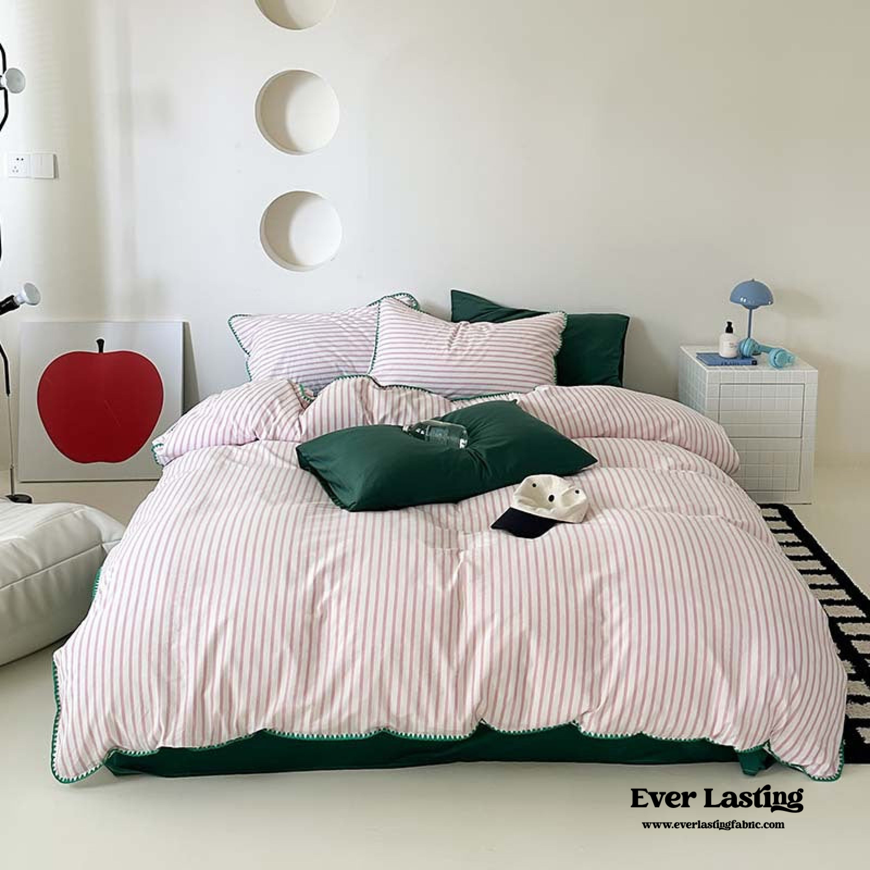 Pepper Candy Stripe Bedding Set - Blue + Yellow
