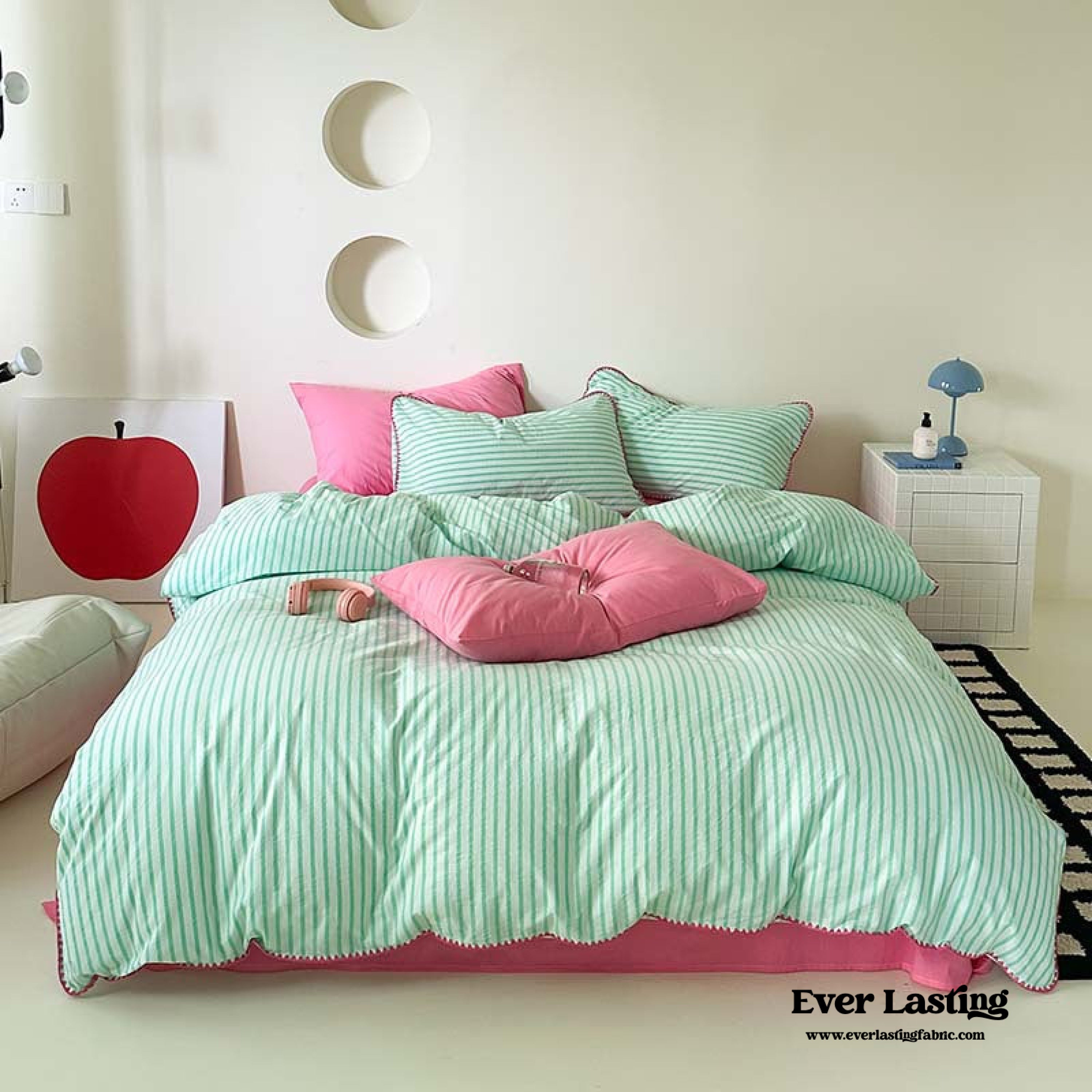 Pepper Candy Stripe Bedding Set - Blue + Yellow