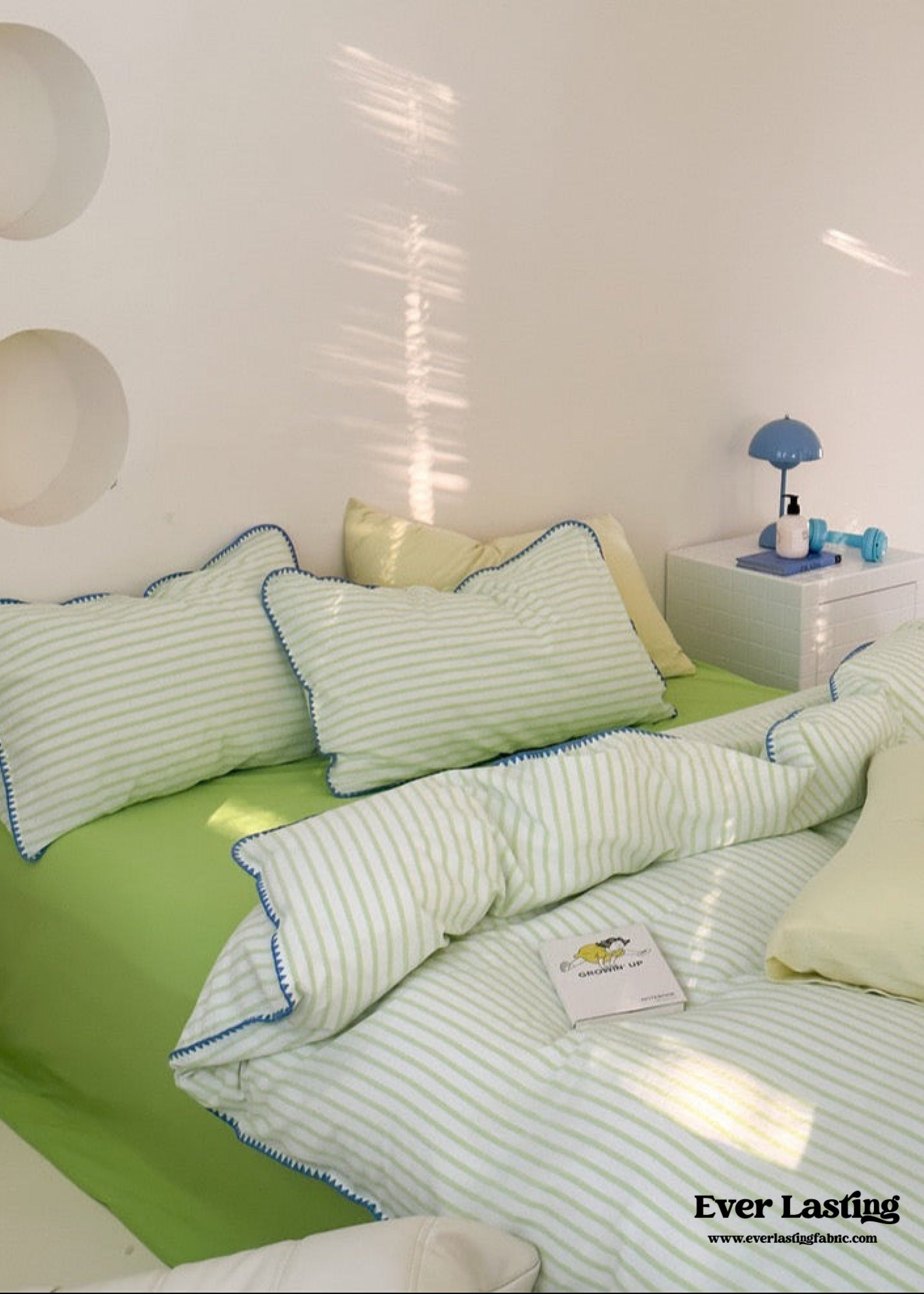 Pepper Candy Stripe Bedding Set - Blue + Yellow