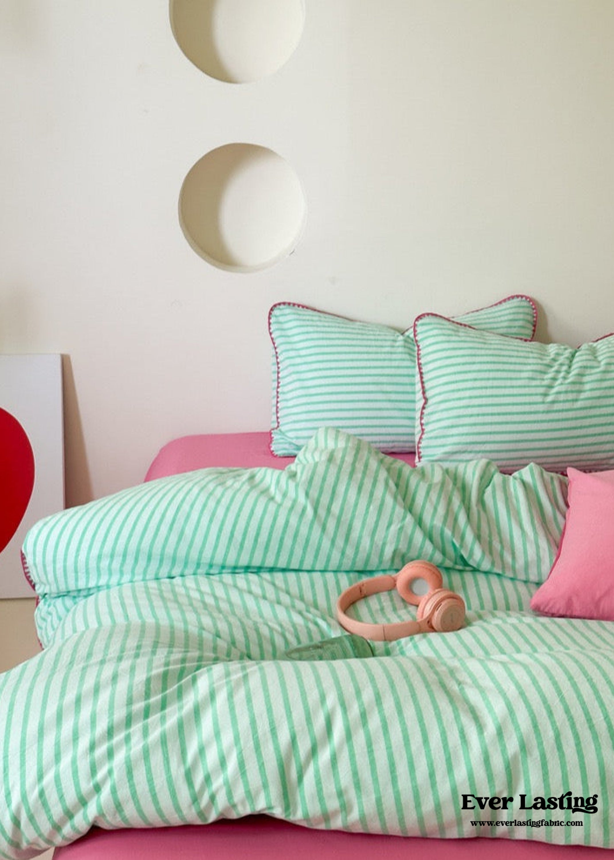 Pepper Candy Stripe Bedding Set - Blue + Yellow