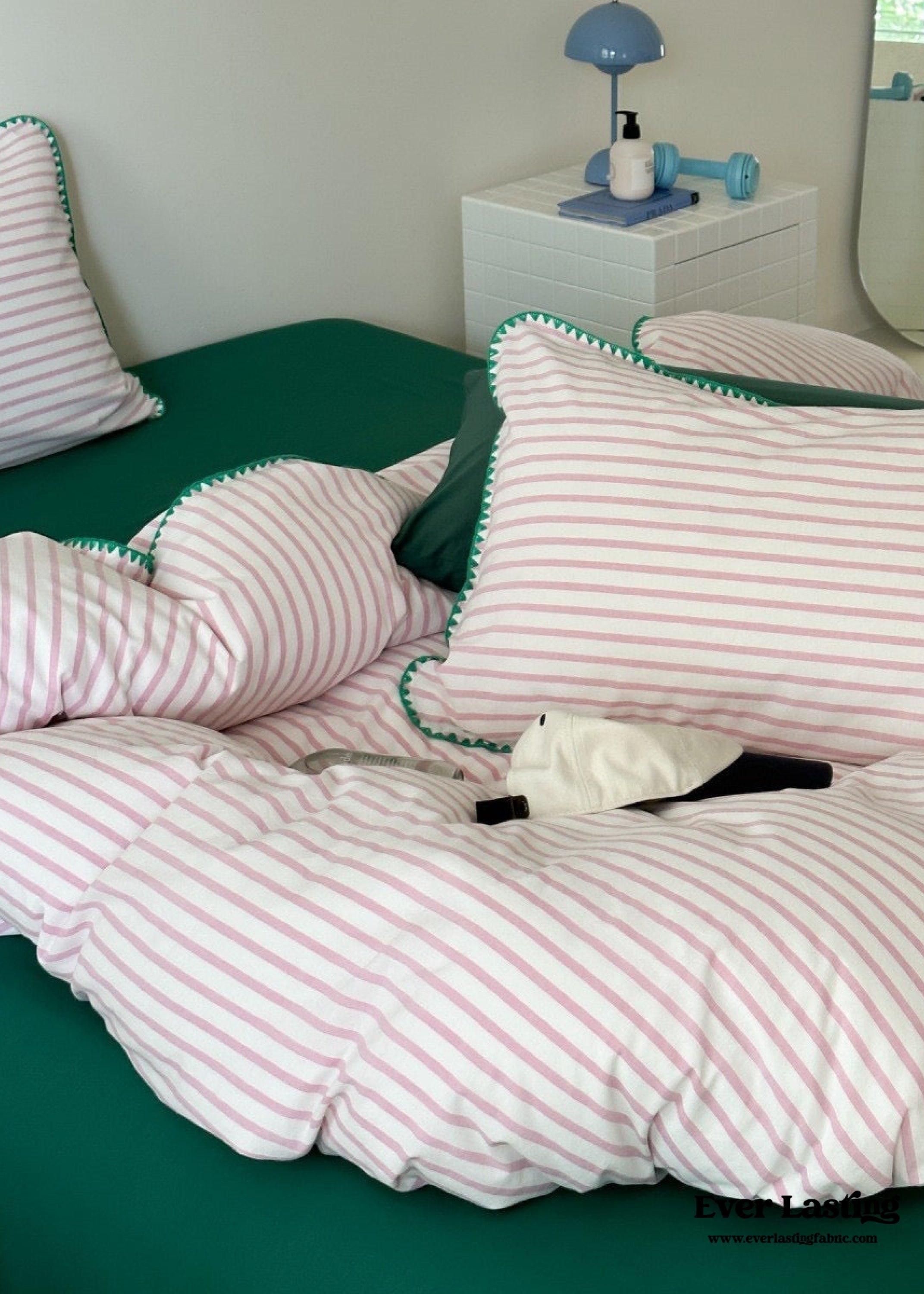 Pepper Candy Stripe Bedding Set - Blue + Yellow