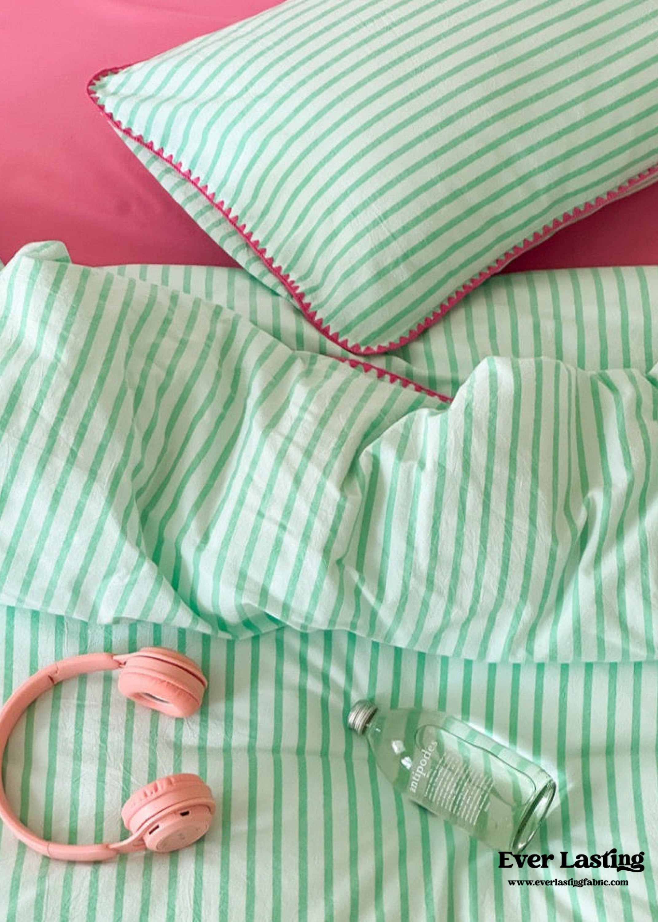 Pepper Candy Stripe Bedding Set - Blue + Yellow