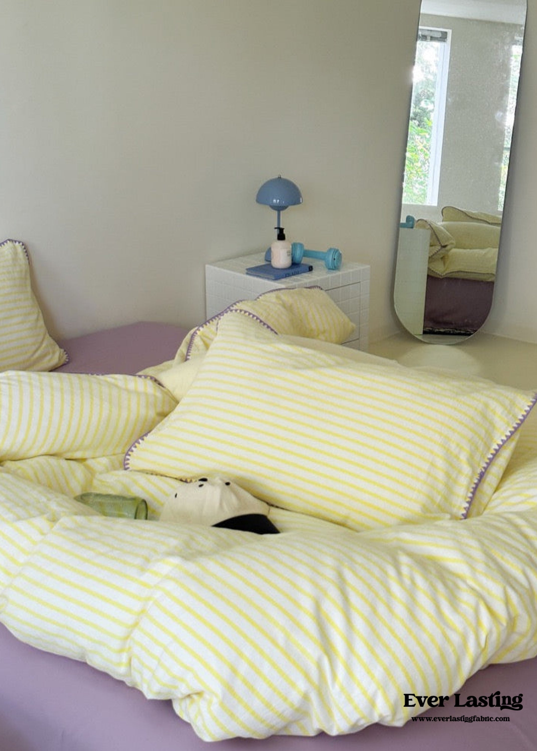 Pepper Candy Stripe Bedding Set - Blue + Yellow