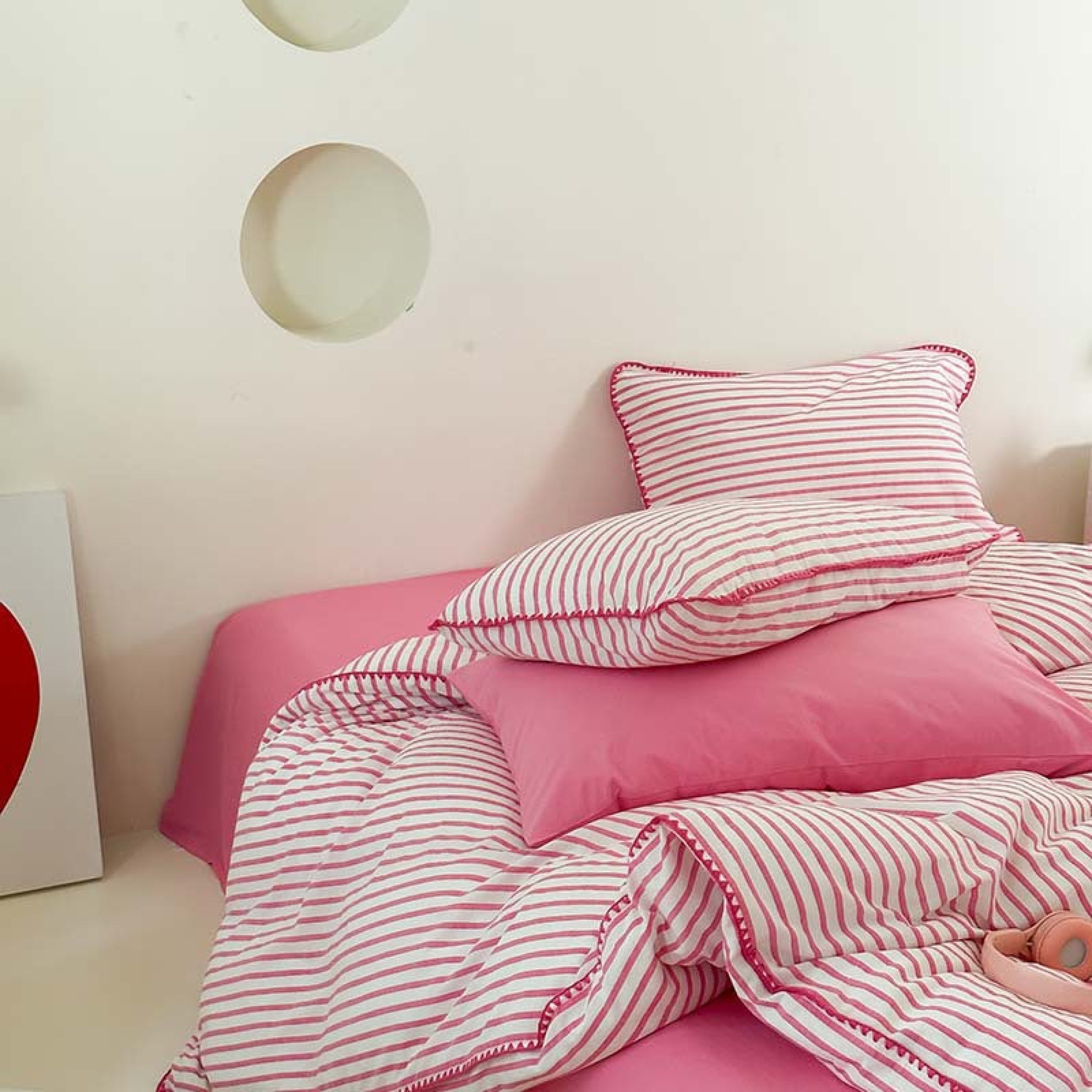 Pepper Candy Stripe Bedding Set - Blue + Yellow