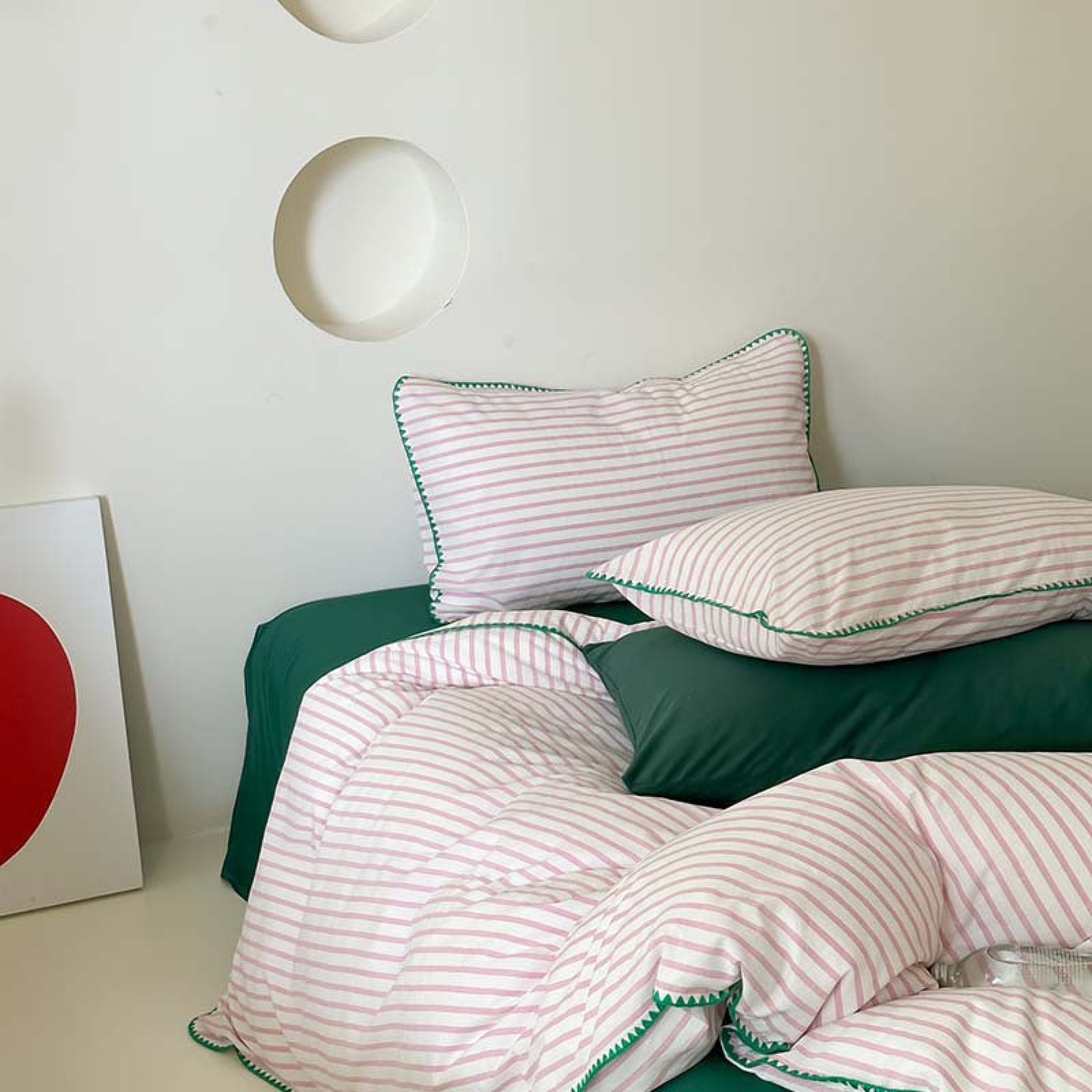 Pepper Candy Stripe Bedding Set - Blue + Yellow