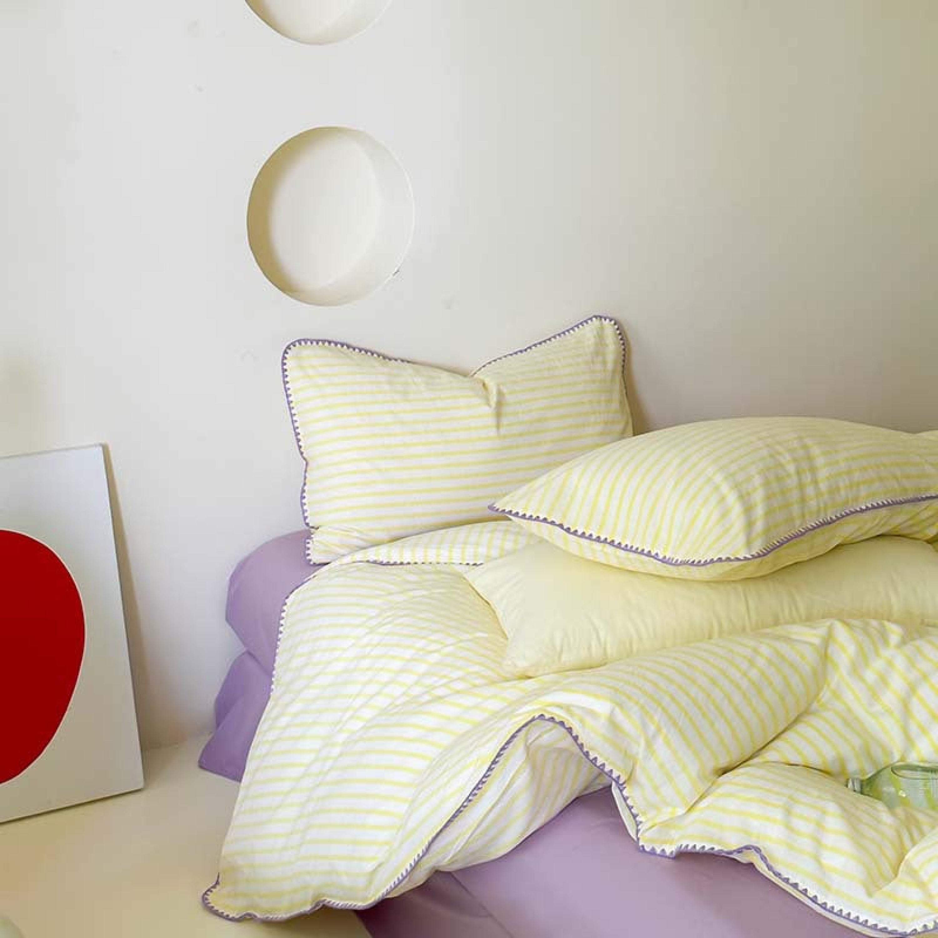 Pepper Candy Stripe Bedding Set - Blue + Yellow