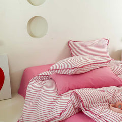 Pepper Candy Stripe Bedding Set - Fuchsia