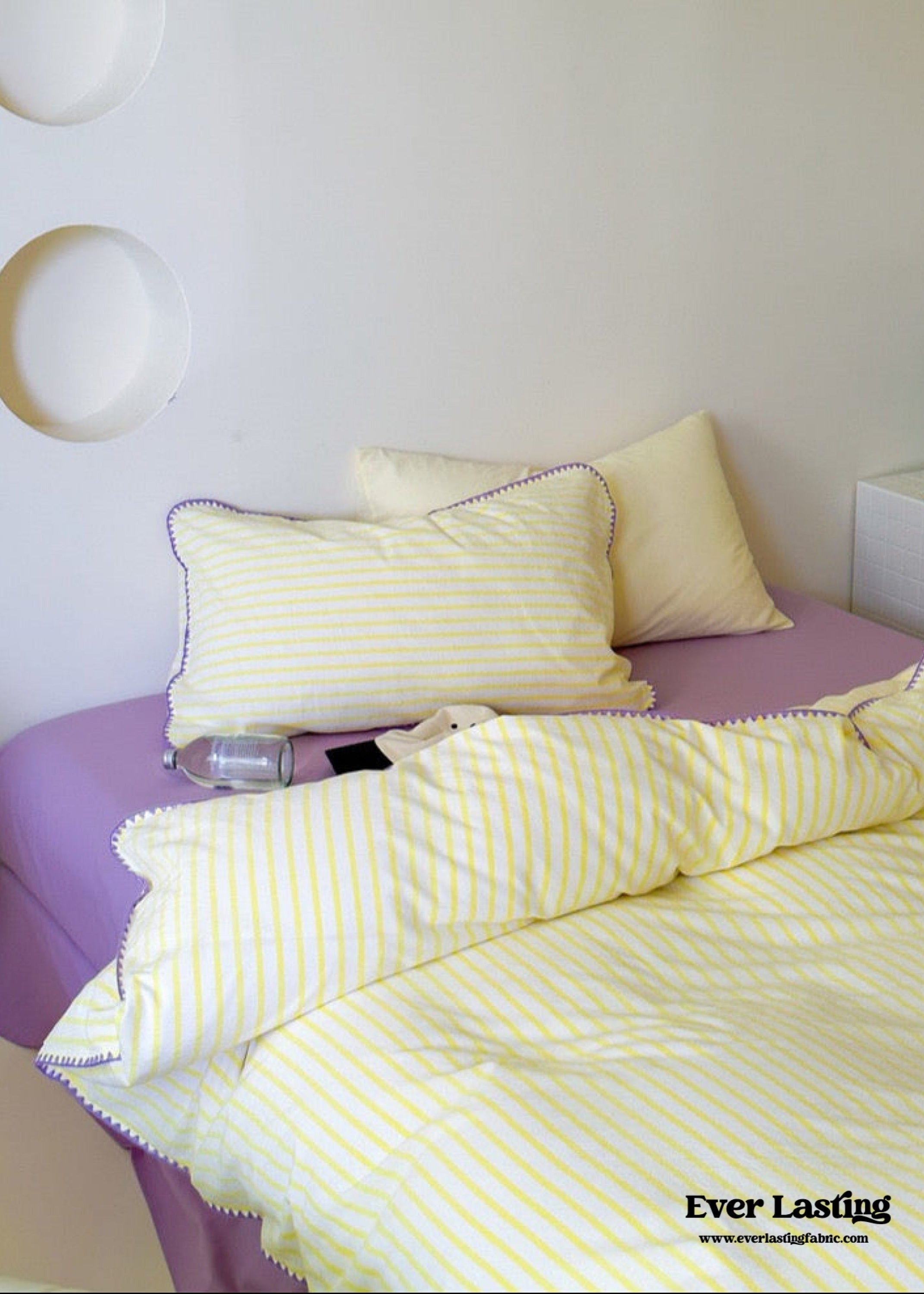 Pepper Candy Stripe Bedding Set - Green + Pink