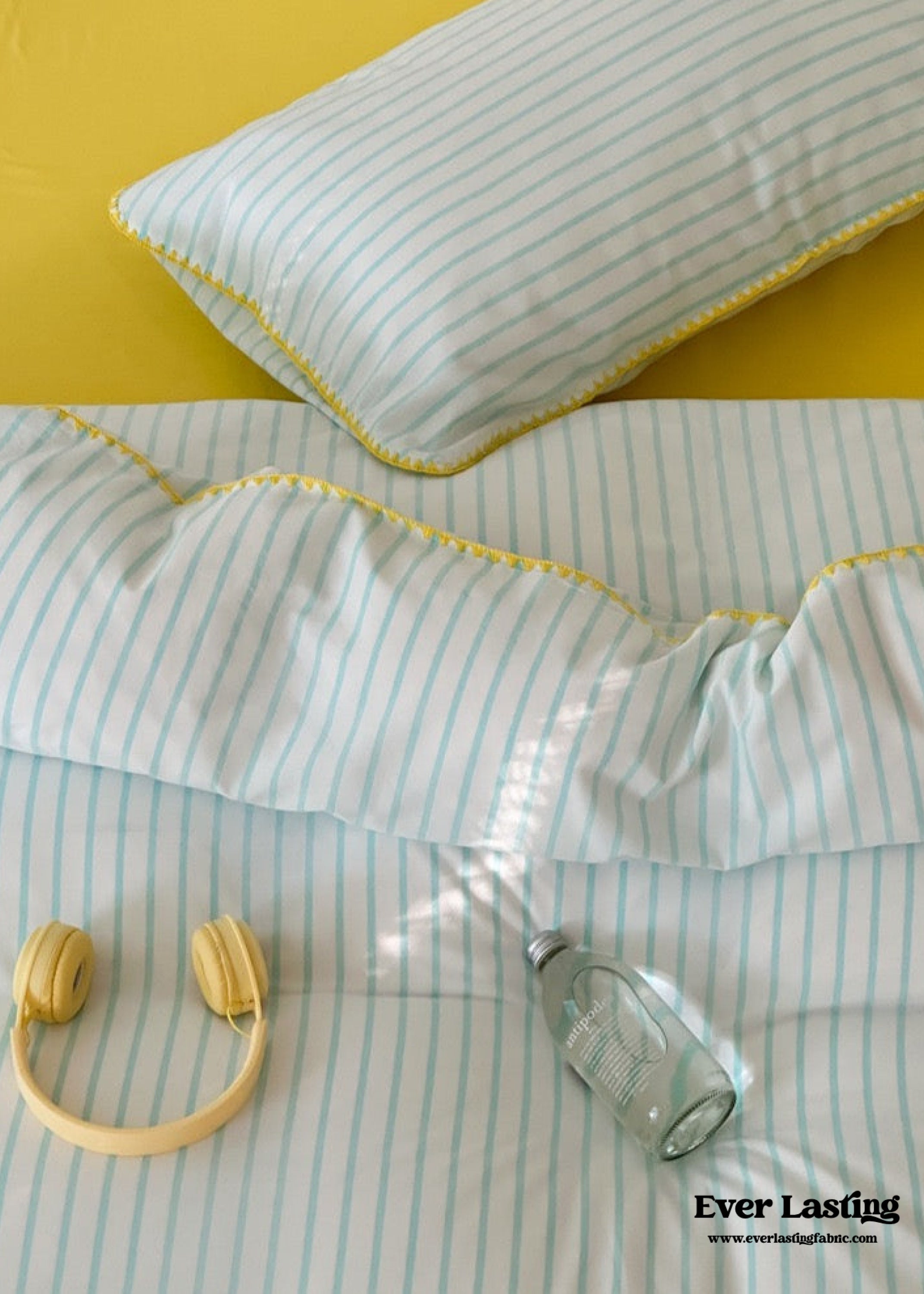 Pepper Candy Stripe Bedding Set - Green + Pink