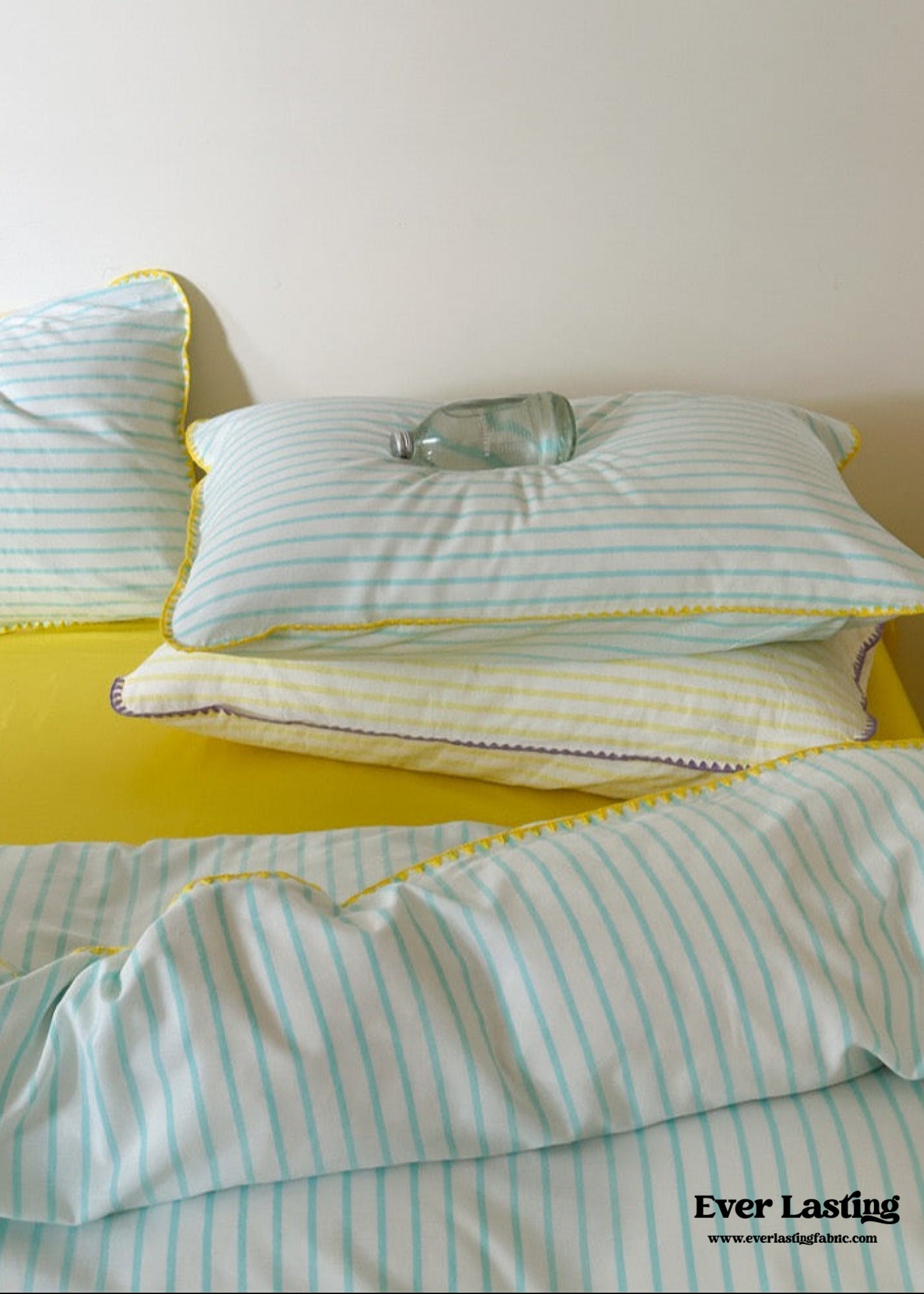 Pepper Candy Stripe Bedding Set - Green + Pink