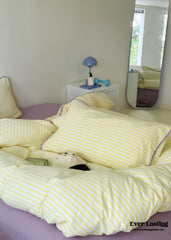 Pepper Candy Stripe Bedding Set - Yellow + Purple