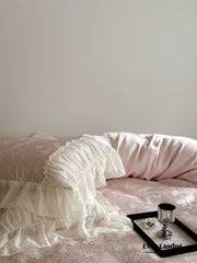 Pink Floral Ruffle Cottage Bedding Set