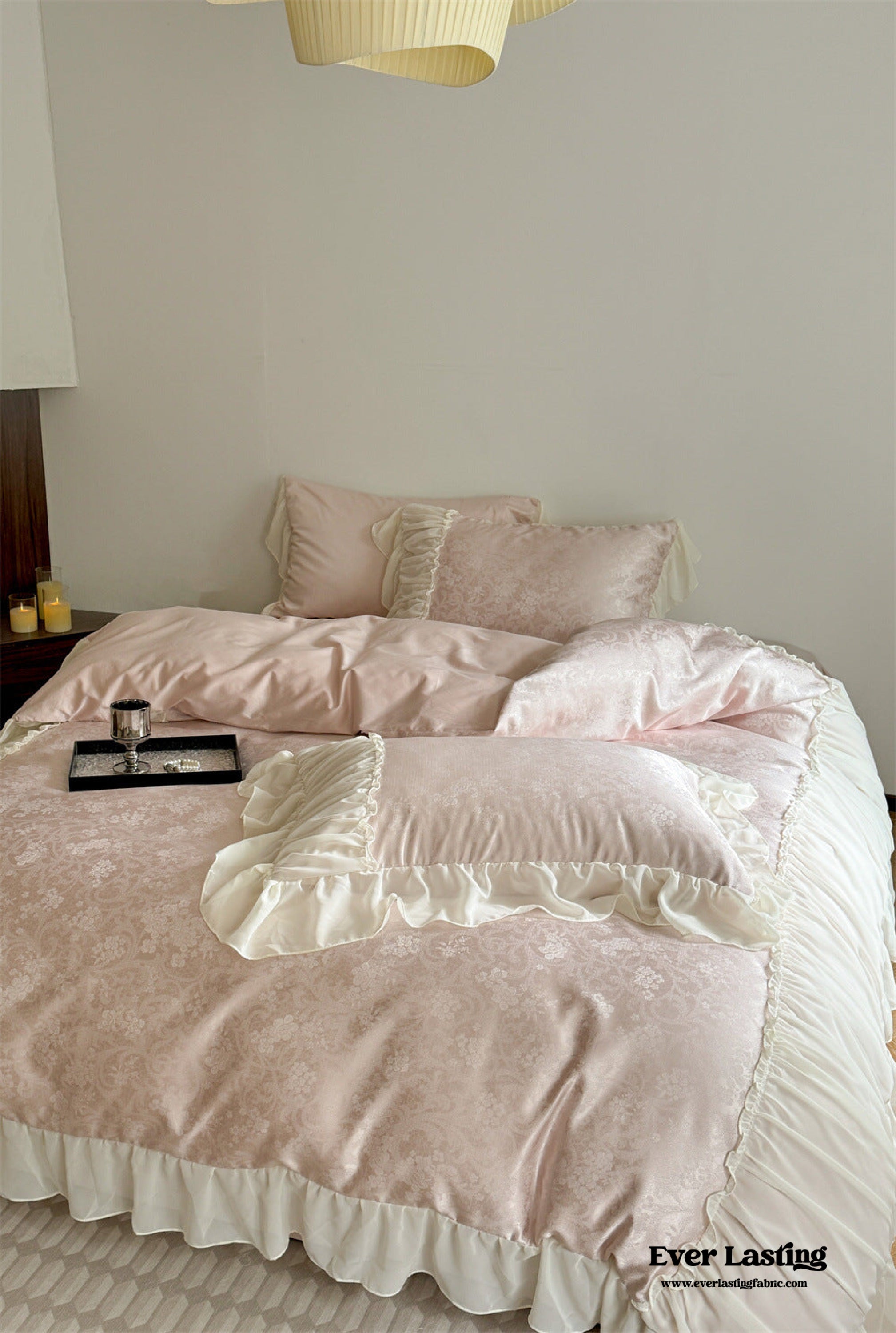 Cottage Ruffle Bedding Pink Floral Ruffle Cottage Bedding Set – MagChic