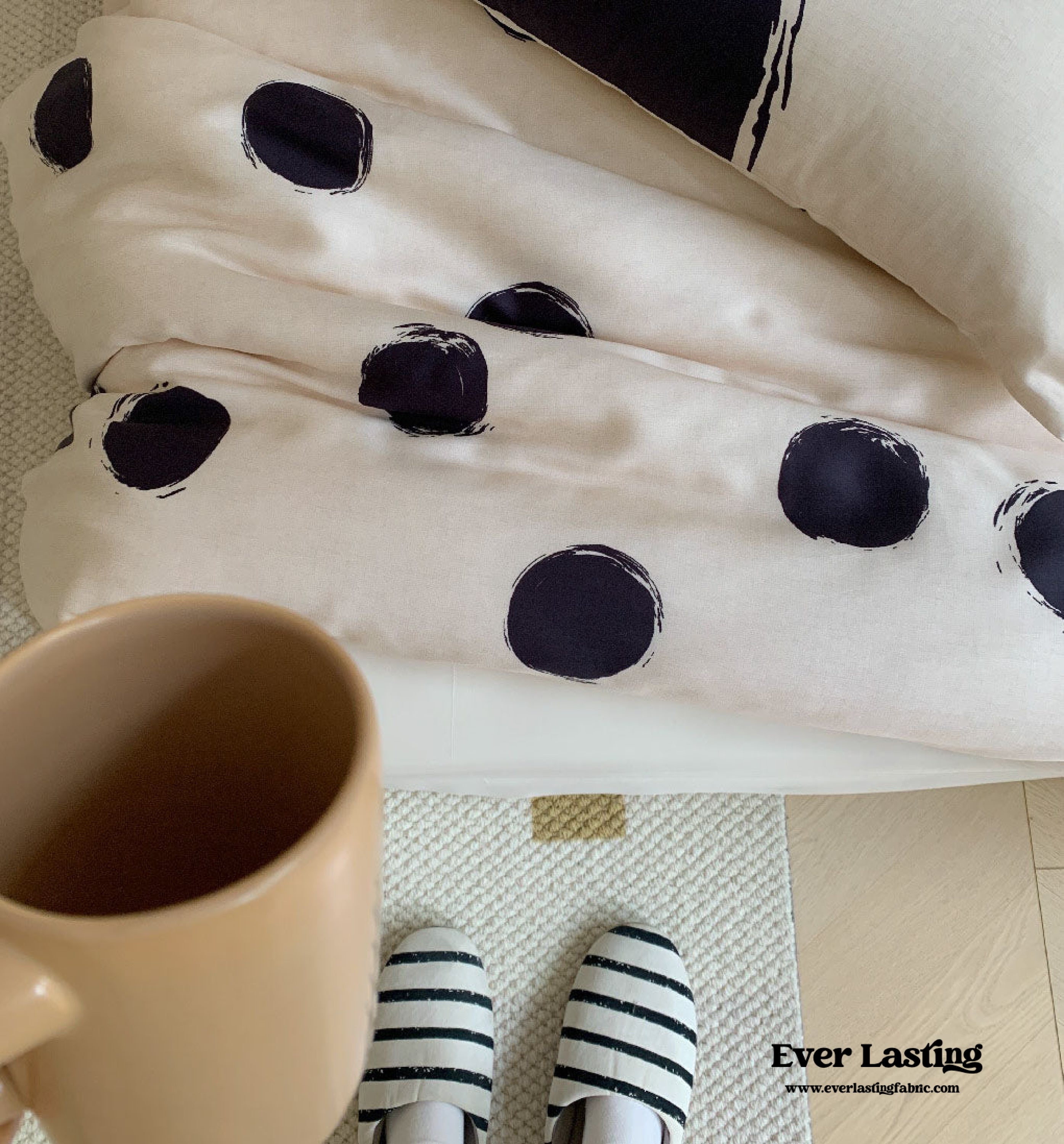 Polka Dot Tencel Silky Bedding Set - Baby Pink