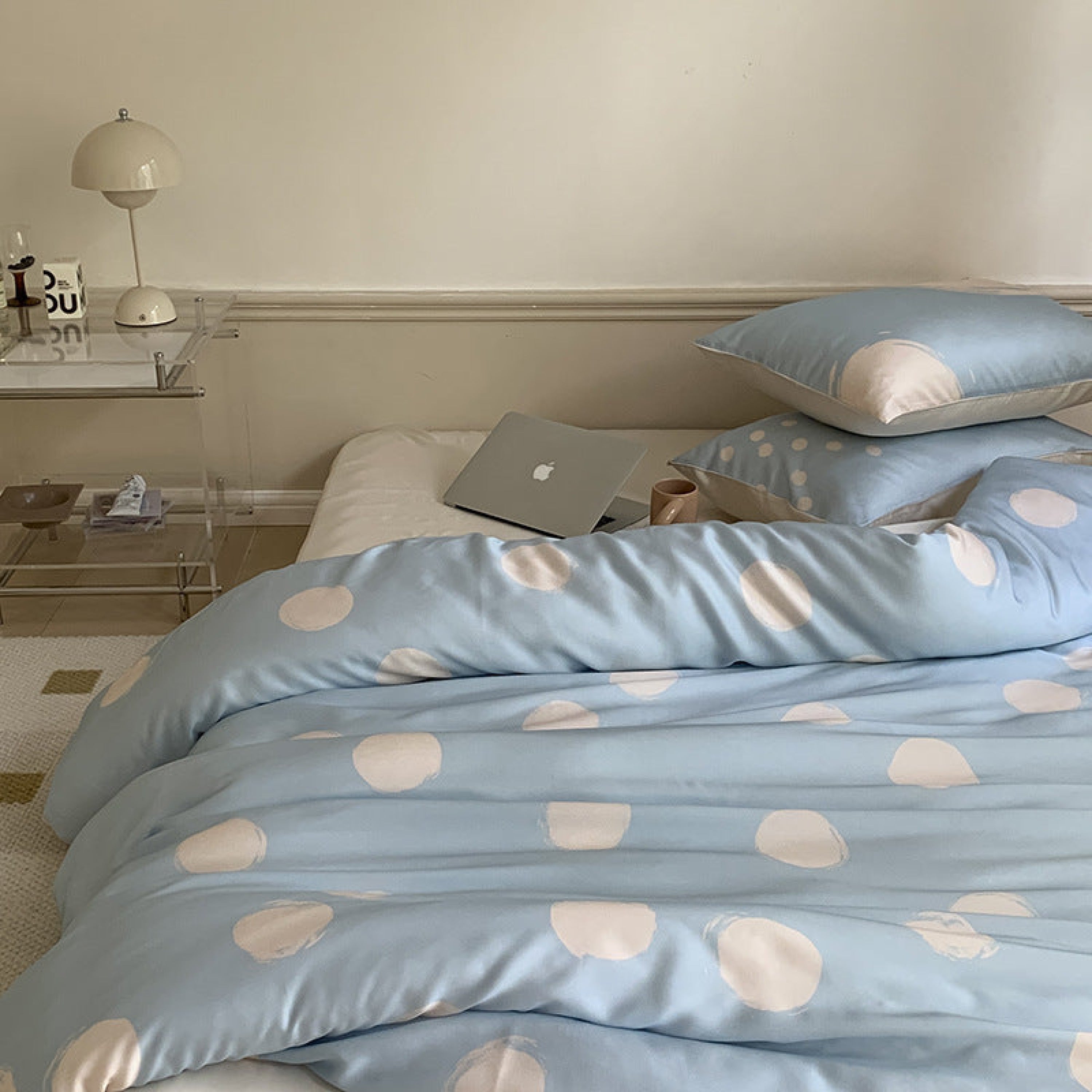 Polka Dot Tencel Silky Bedding Set - Baby Pink