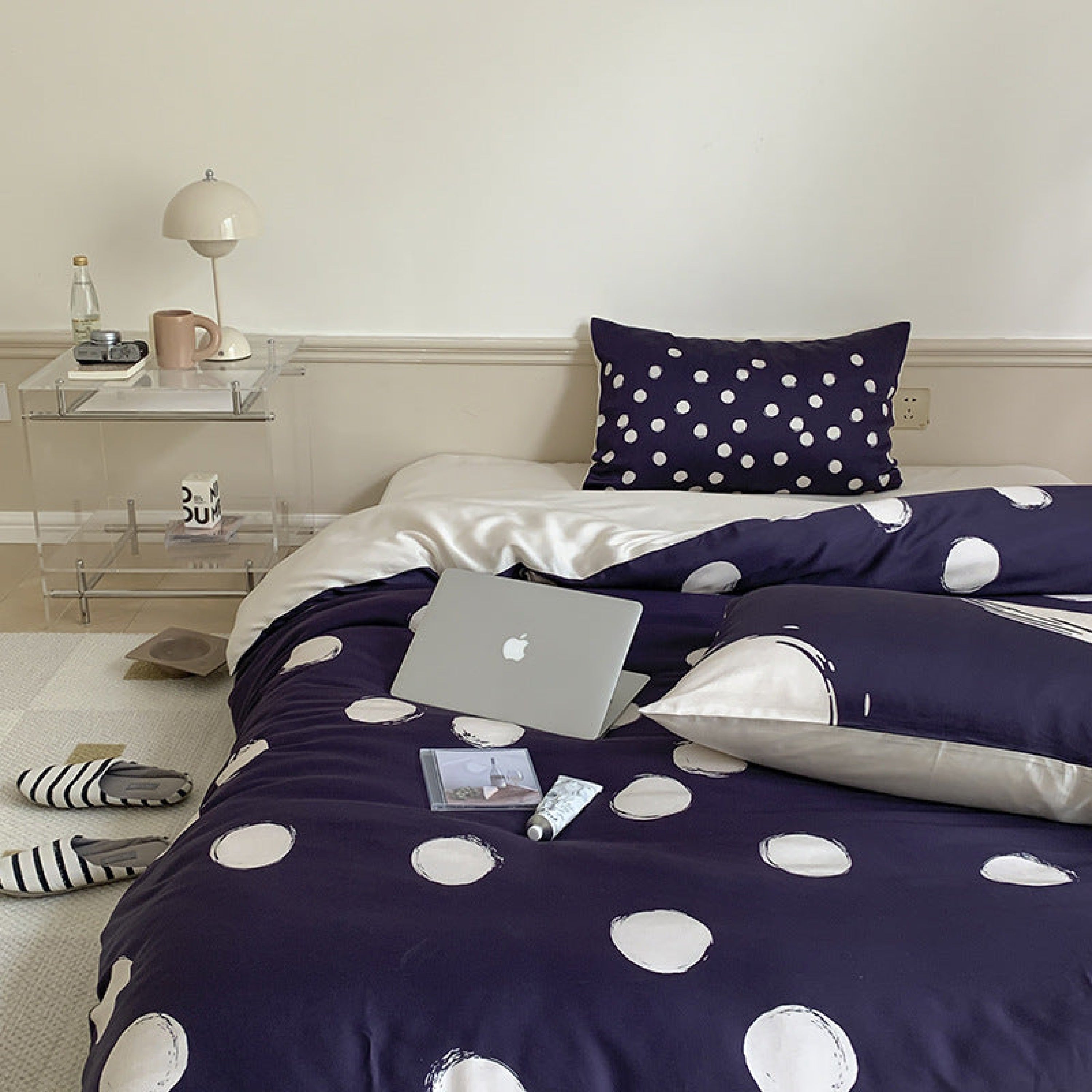 Polka Dot Tencel Silky Bedding Set - Baby Pink
