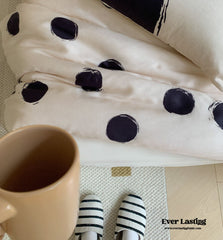 Polka Dot Tencel Silky Bedding Set - White