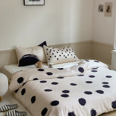 Polka Dot Tencel Silky Bedding Set - White